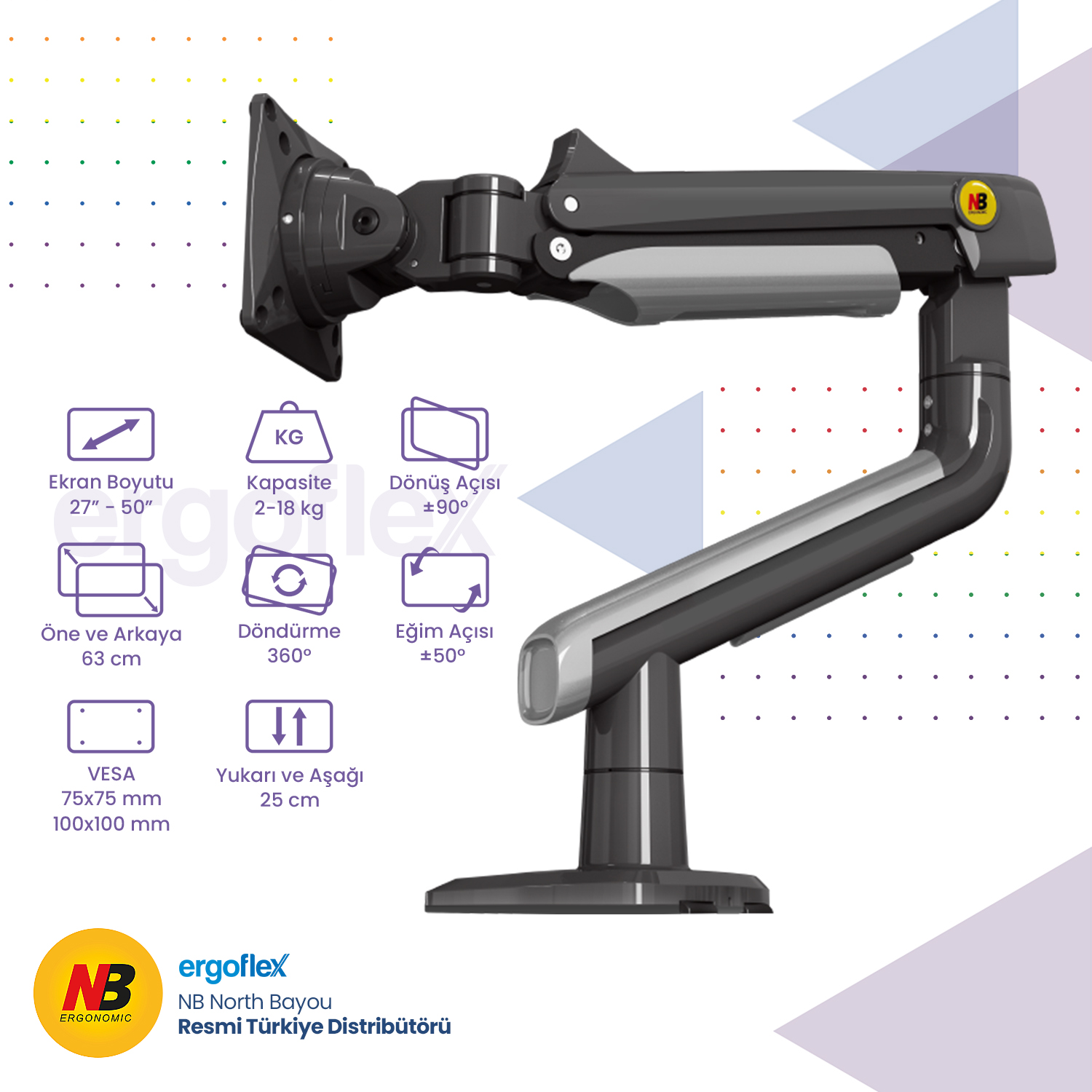 NB Ergonomic NB A5-Gaming , 27-50inch Profesyonel Oyuncu Monitör Standı