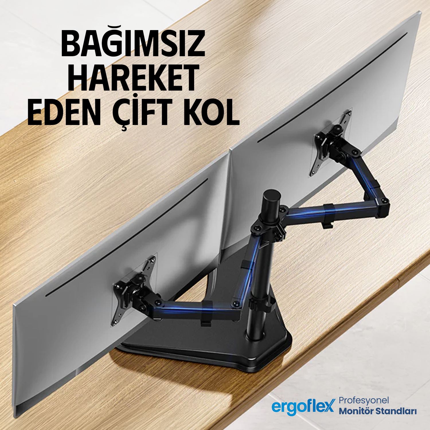resimler/genel/Ergoflex EF42 13-27inch Çift Kol Asansörlü  2-8 kg Masaüstü Monitör Standı 