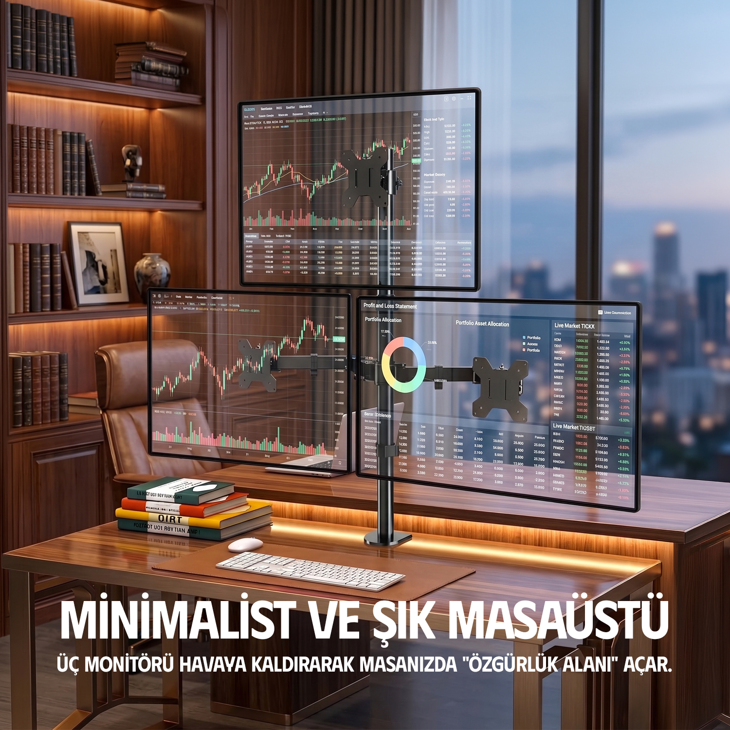 resimler/genel/Ergoflex EF53 13-27inch Üç Kol Asansörlü 2-8 kg Monitör Standı