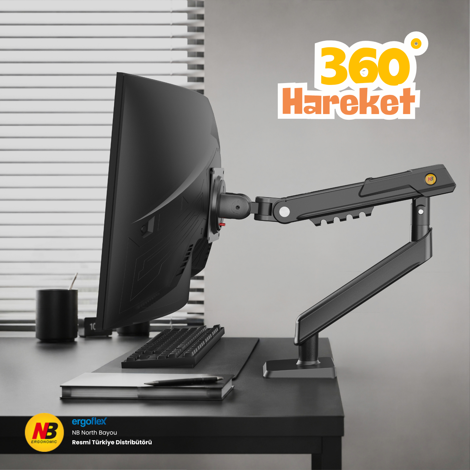 resimler/genel/NB Ergonomic NB A7 Siyah 17-32inch Amortisörlü 2-9 kg Monitör Standı 2026 Versiyon
