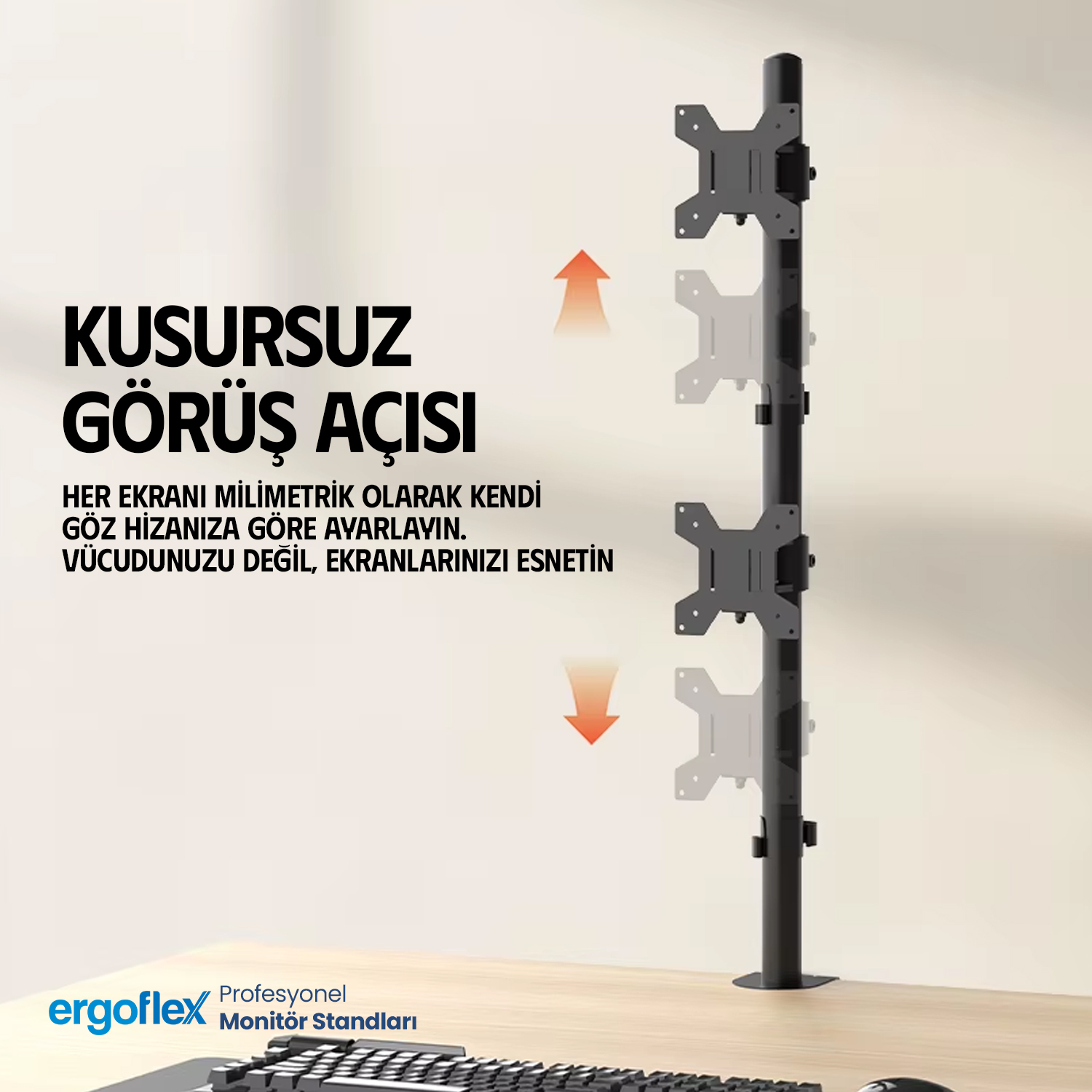 resimler/genel/Ergoflex EF63 13-27inch Çift Kol Asansörlü 2-8 kg Monitör Standı