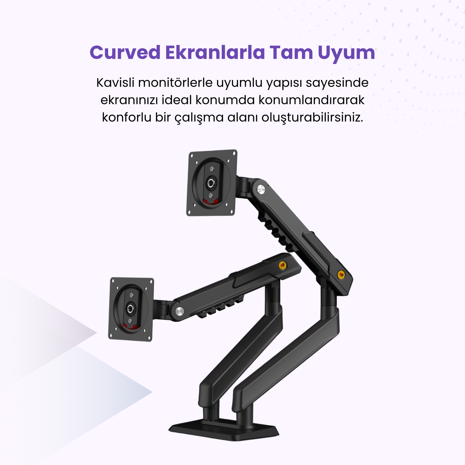 resimler/genel/NB Ergonomic NB A7C 17-32 inch Çift Kol 2-9 kg Mekanik Yaylı Sistem Monitör Standı 2026 Versiyon
