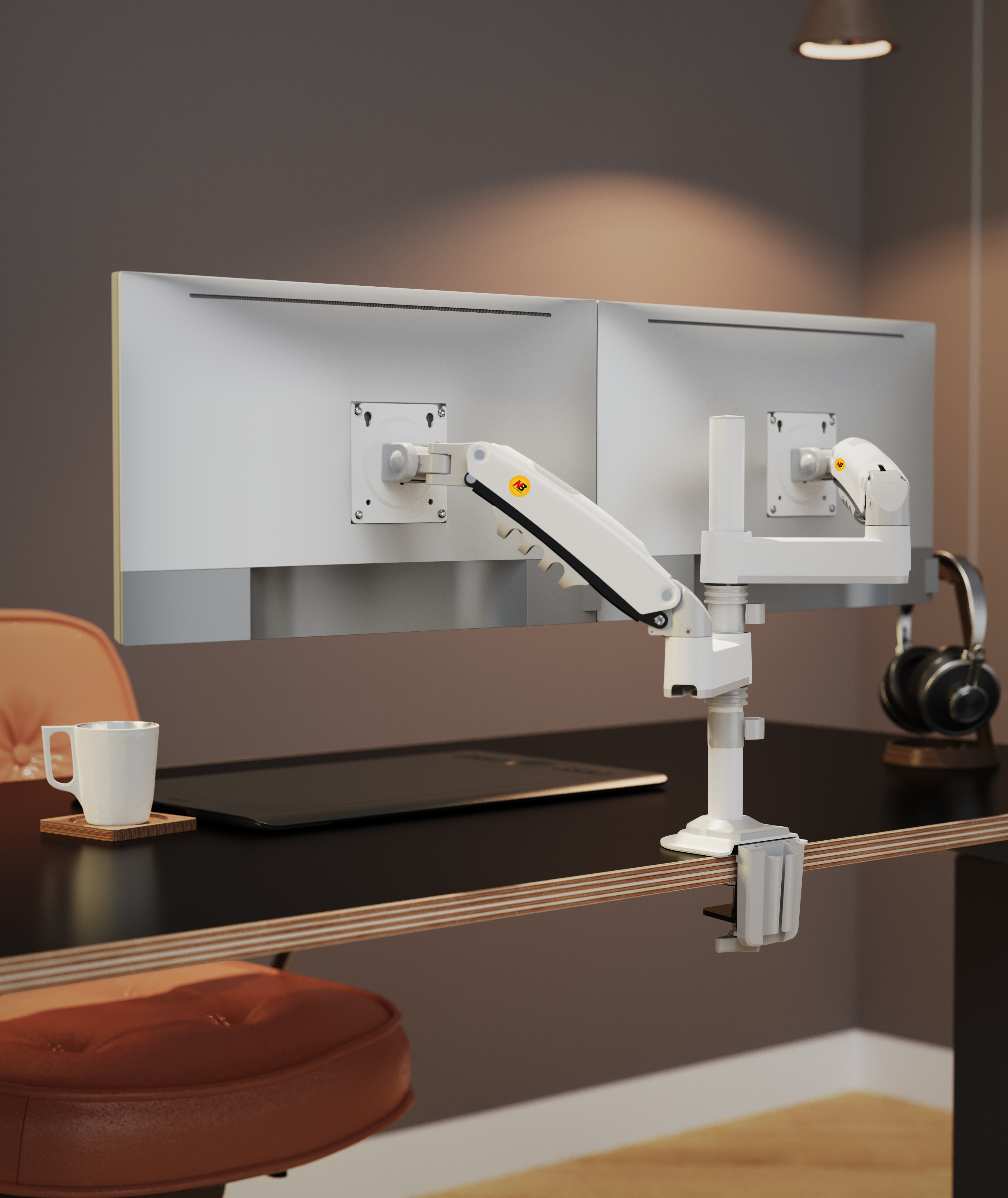 resimler/genel/NB North Bayou H180 Beyaz 17-27 Çift Kol Amortisörlü 2-9 kg Monitör Standı