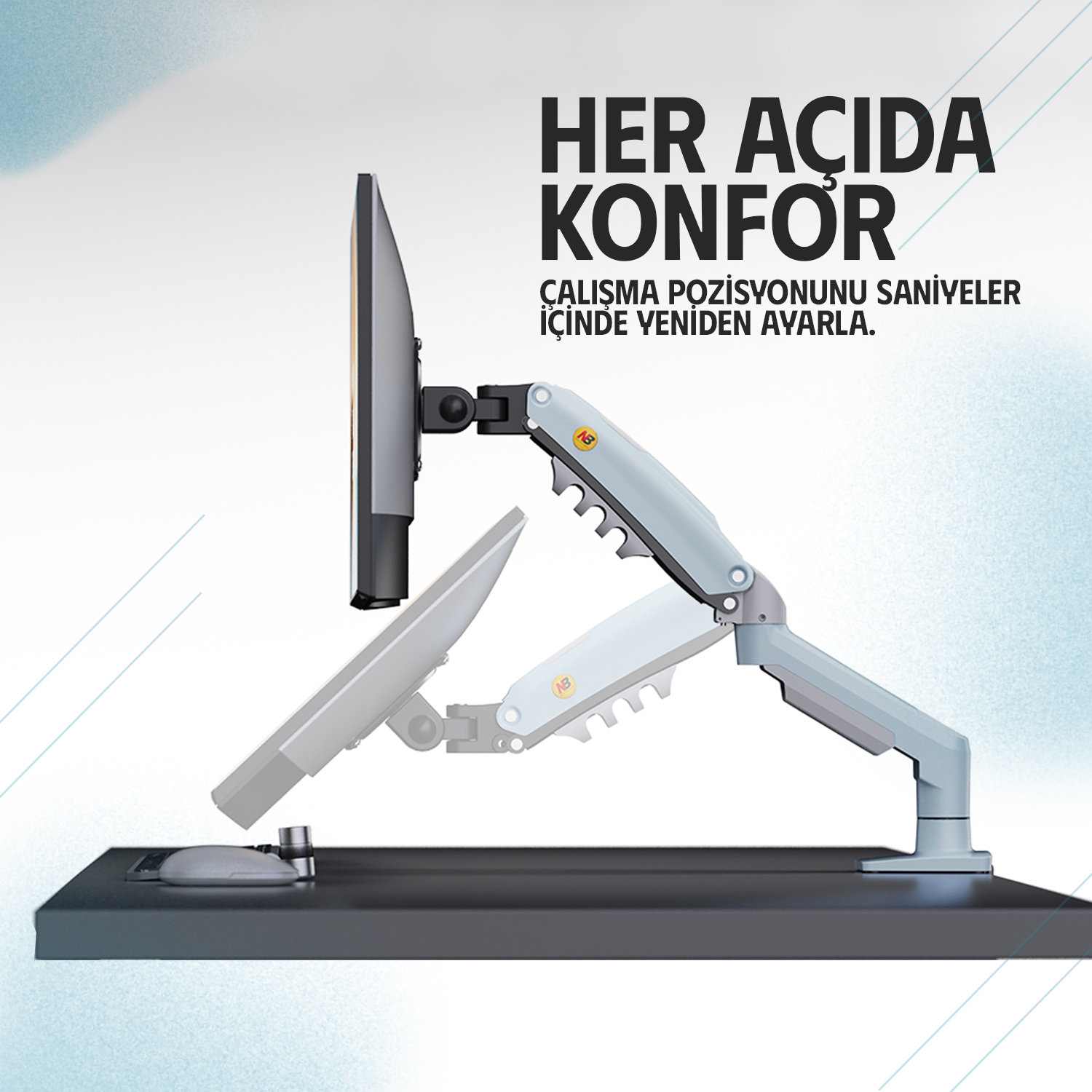 resimler/genel/North Bayou Nb F80 Göl Mavisi 17-30 Amortisörlü 2-9 kg Monitör Standı