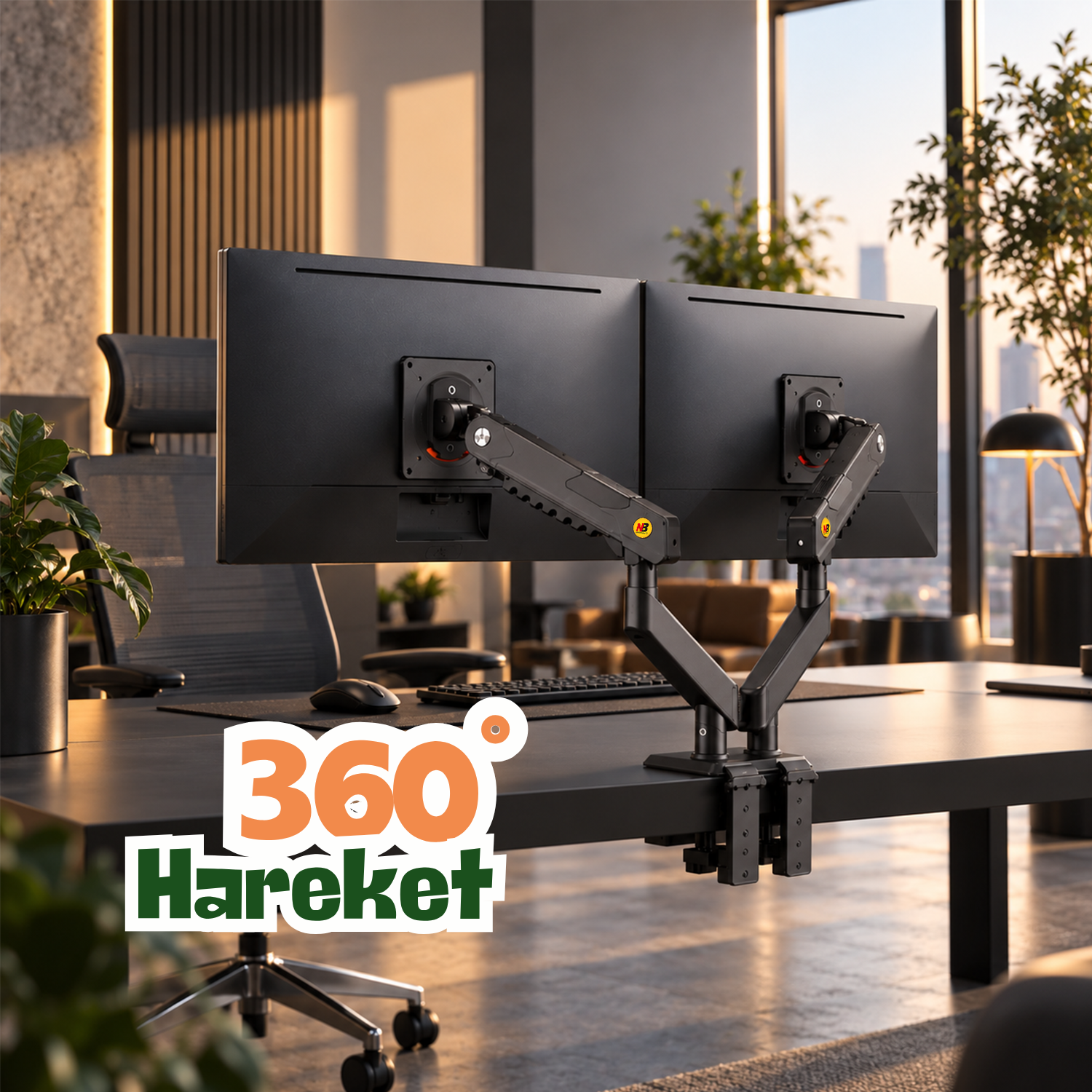 resimler/genel/NB Ergonomic NB A7C 17-32 inch Çift Kol 2-9 kg Mekanik Yaylı Sistem Monitör Standı 2026 Versiyon