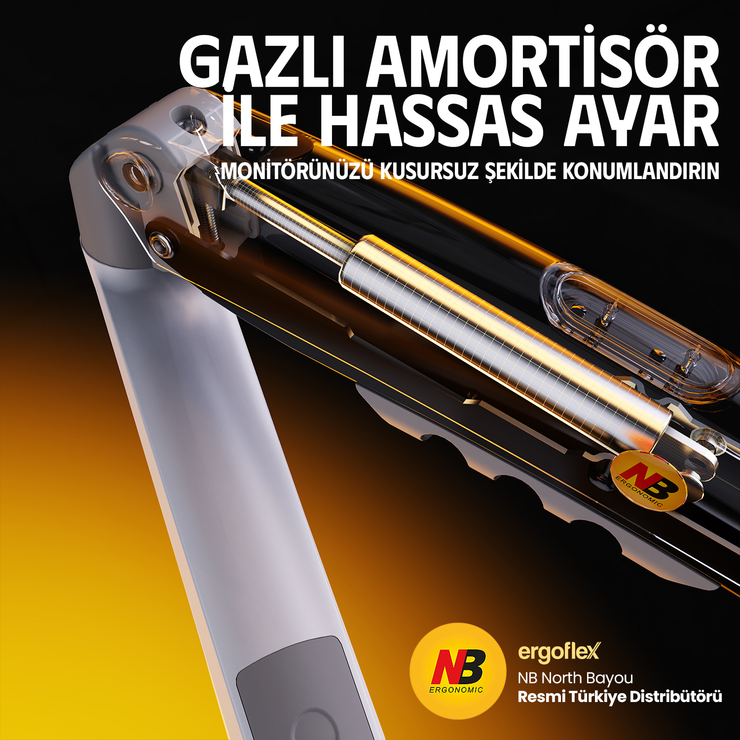 resimler/genel/NB Ergonomic NB F80 17-30inch Amortisörlü 2-9 kg Monitör Standı 2026 Versiyon Beyaz