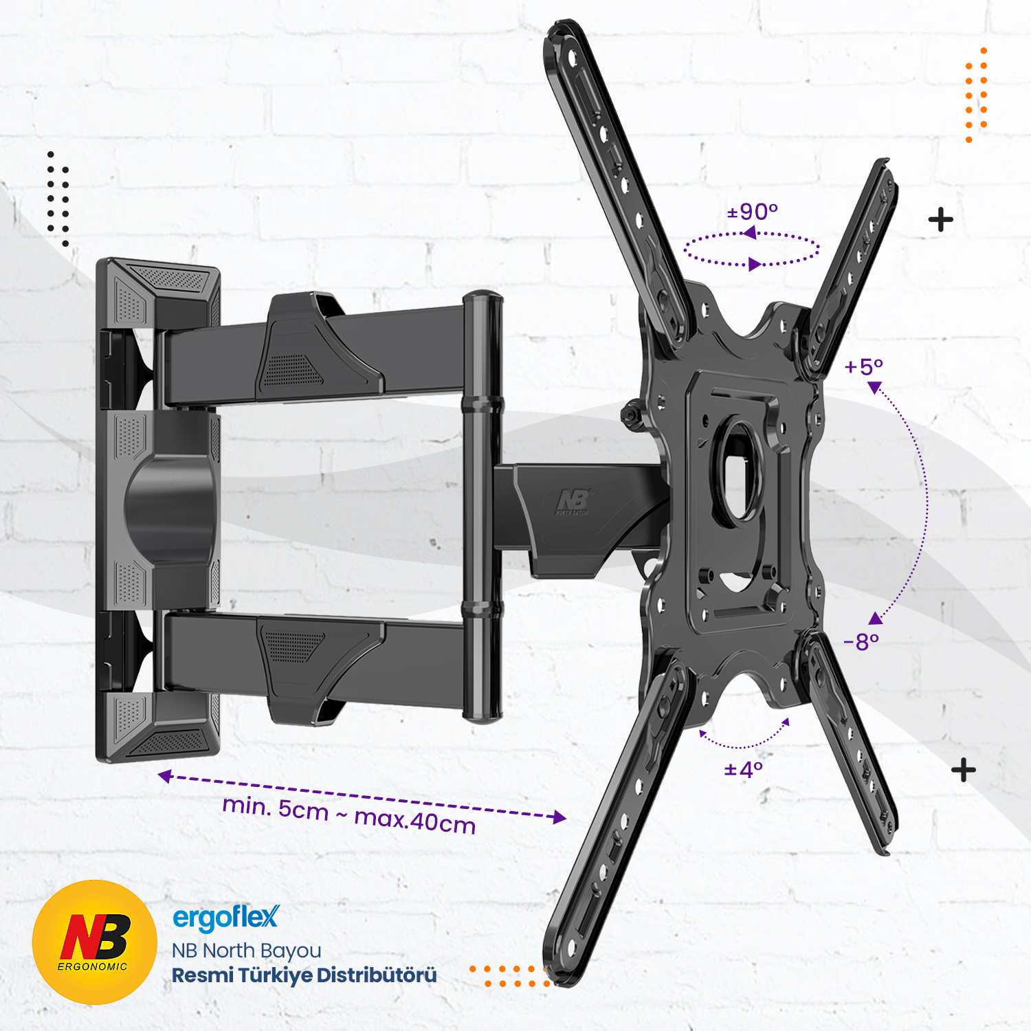 resimler/genel/NB Ergonomic NB P4 Ultra Ince 32-55inch Hareketli TV Askı Aparatı