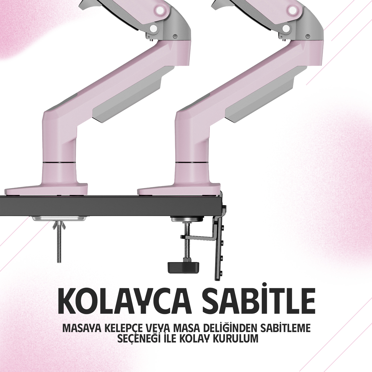 resimler/genel/NB Ergonomic NB F80 17-30inch Amortisörlü 2-9 kg Monitör Standı Pembe