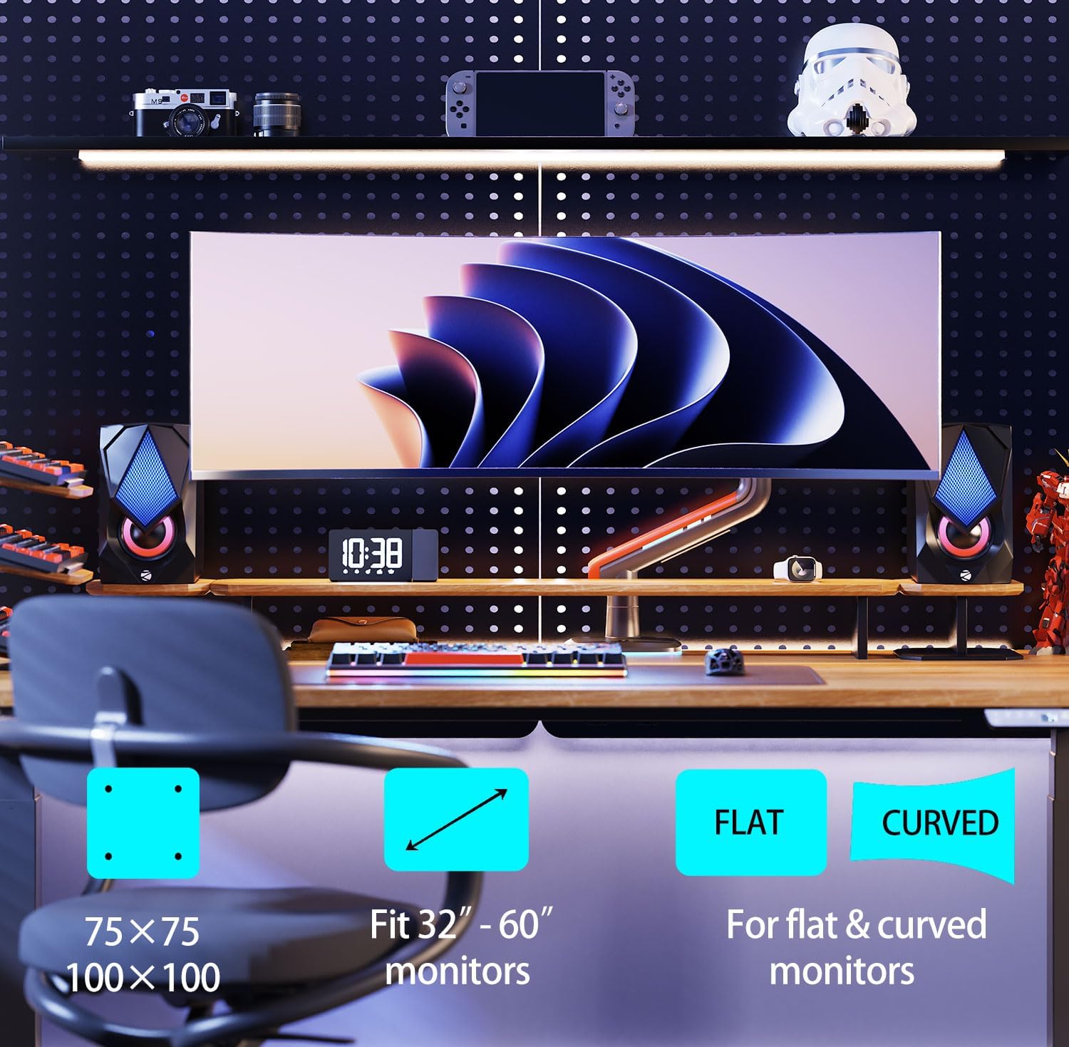 resimler/genel/NB North Bayou L50-Gaming RGB Kırmızı, 32-60 inch Profesyonel Oyuncu Monitör Standı