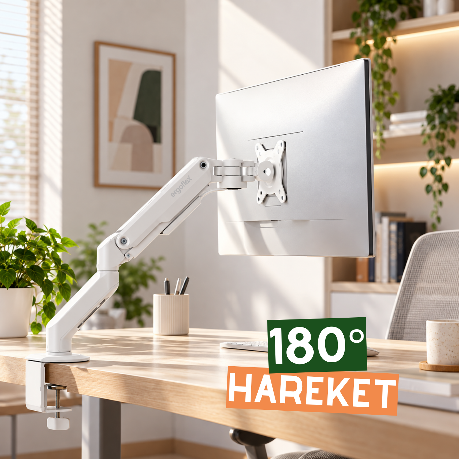 Ergoflex EF X8 Beyaz 17-32inch Uyumlu Amortisörlü 2-9 kg Monitör Standı 2026 Versiyon