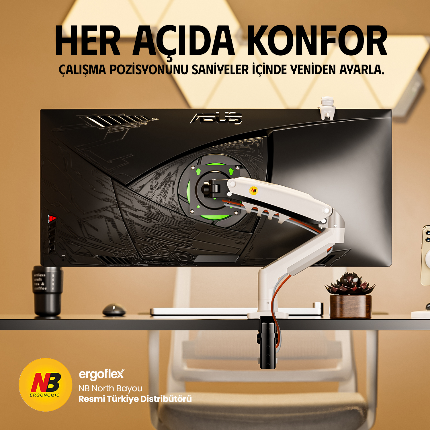 resimler/genel/NB Ergonomic NB F80 17-30inch Amortisörlü 2-9 kg Monitör Standı 2026 Versiyon Beyaz