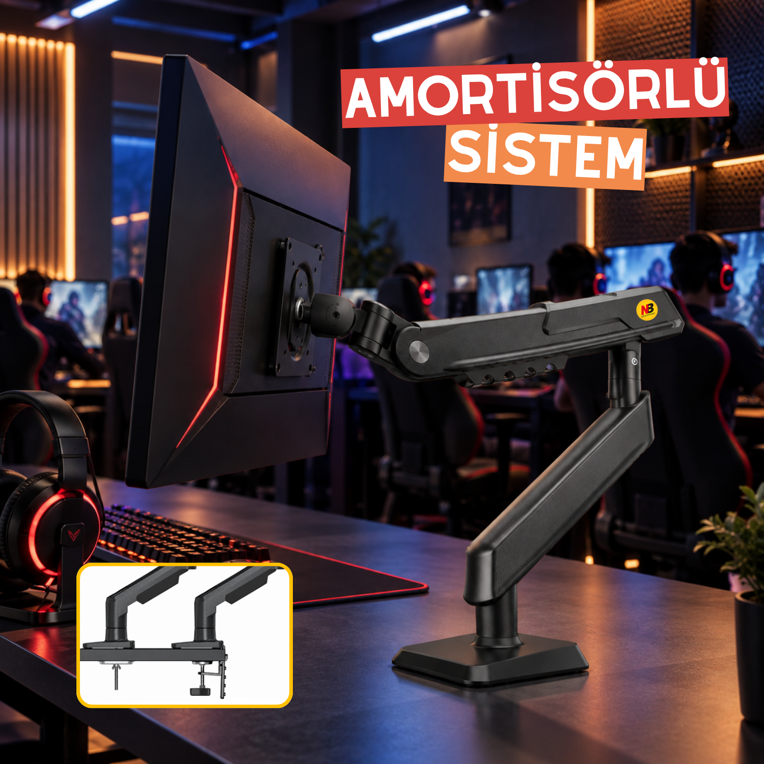 NB Ergonomic NB A7 Siyah 17-32inch Amortisörlü 2-9 kg Monitör Standı 2026 Versiyon