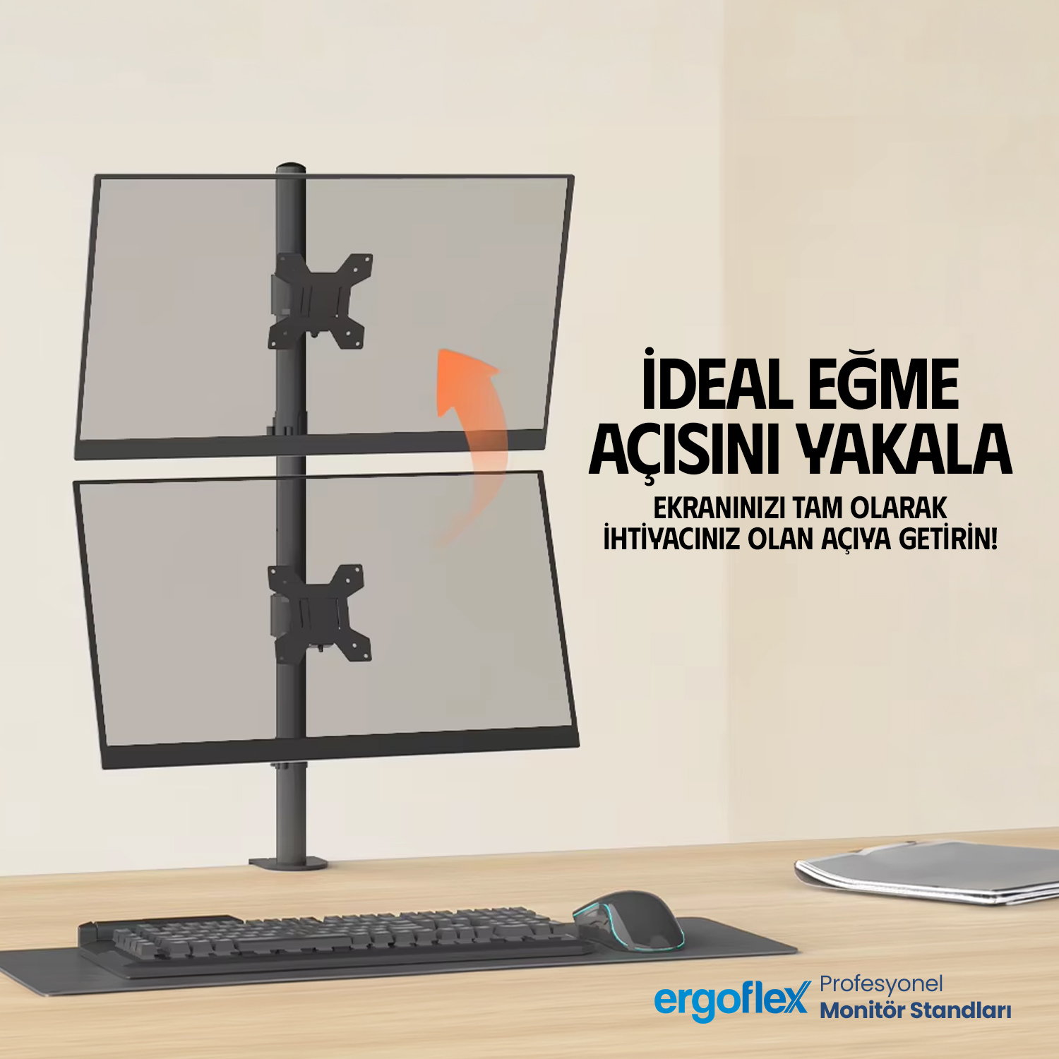 resimler/genel/Ergoflex EF63 13-27inch Çift Kol Asansörlü 2-8 kg Monitör Standı