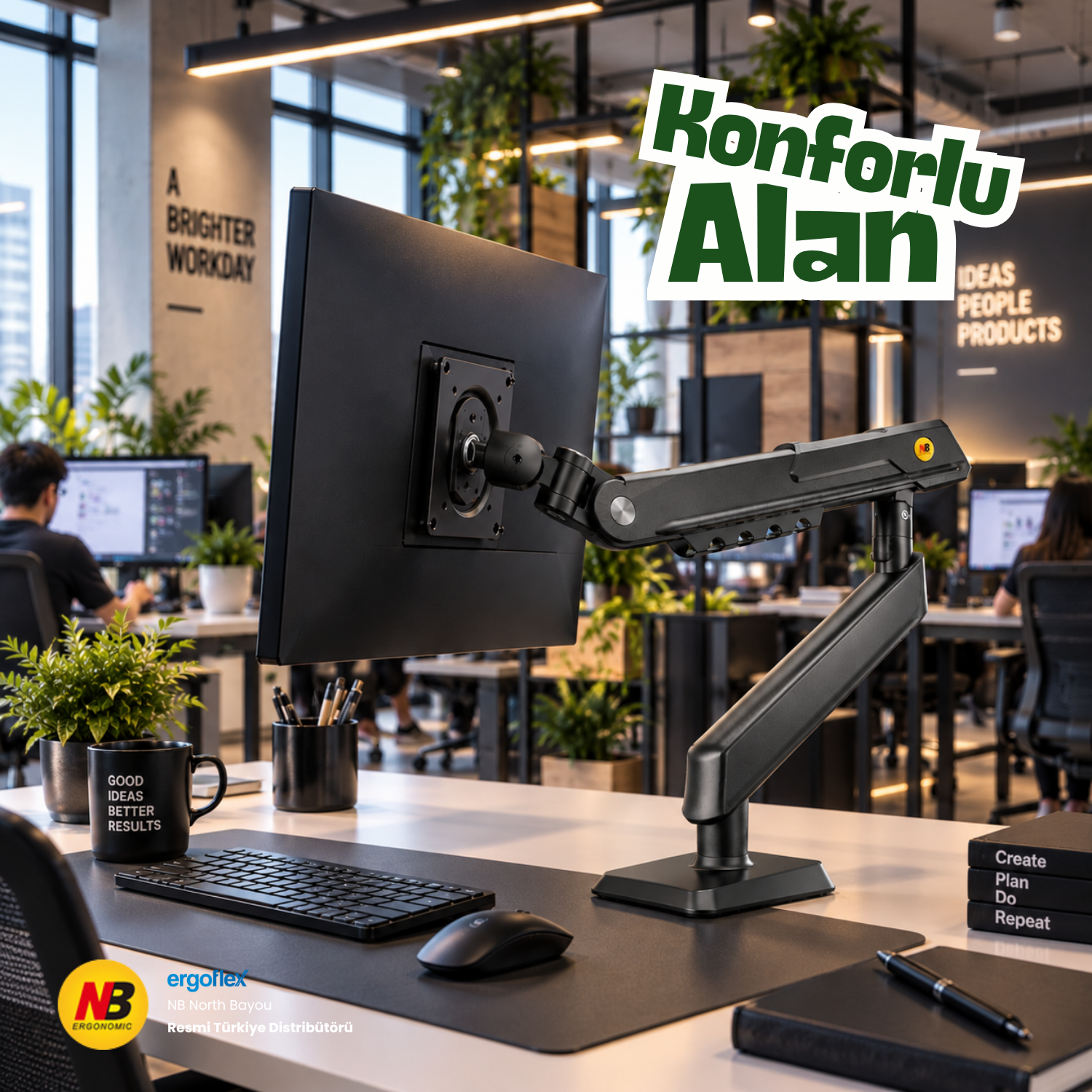 resimler/genel/NB Ergonomic NB A7 Siyah 17-32inch Amortisörlü 2-9 kg Monitör Standı 2026 Versiyon