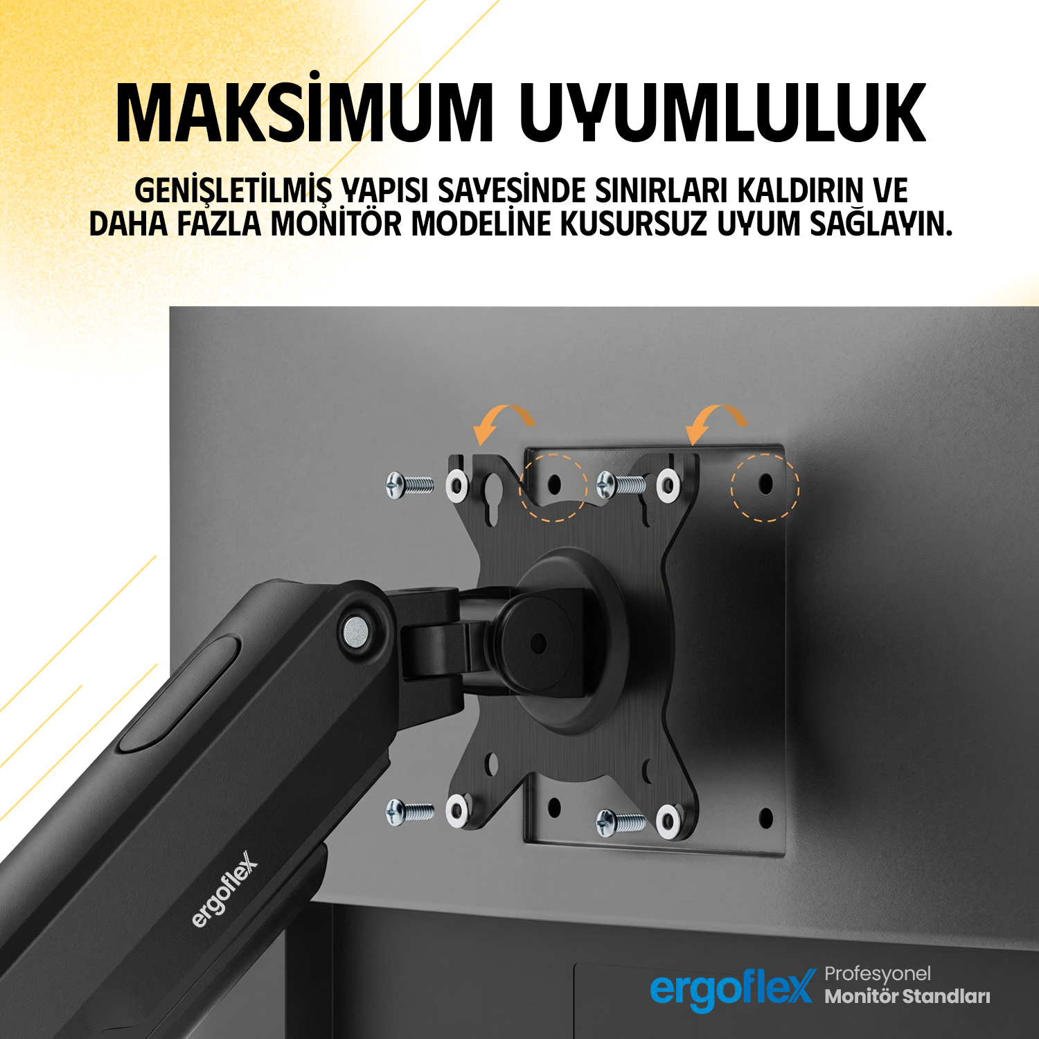 resimler/genel/Ergoflex X10 Siyah 22-40inch Amortisörlü 12 kg Monitör Standı 2026 Versiyon