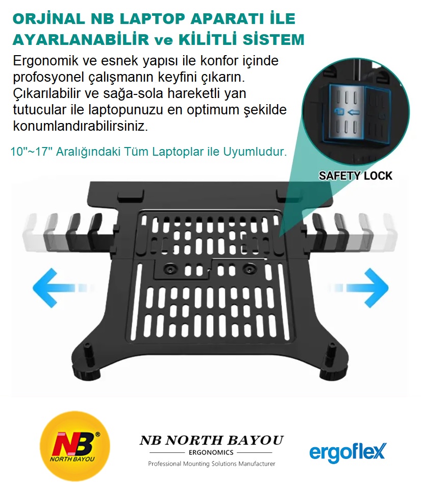 resimler/genel/NB Ergonomic NB FP-2  Vesa Montaj Laptop Standı Koyu Gri
