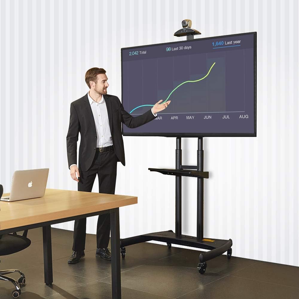 resimler/genel/North Bayou NB AVA1800-70-1P LCD LED OLED Plazma Düz Panel Ekranlar için 55-90 inch TUV Sertifikalı Tekerlekli Profosyonel TV Sehpası