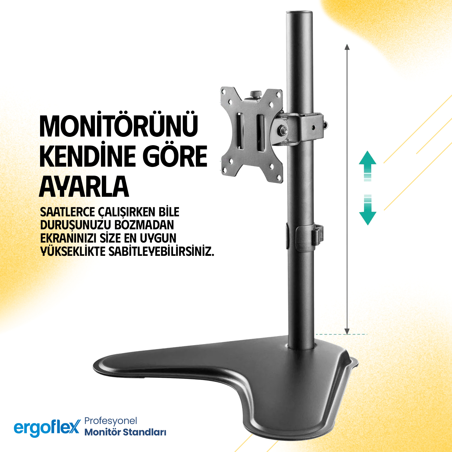 resimler/genel/Ergoflex EF71 13-27inch Tek Kol Asansörlü 2-8 kg Masaüstü Monitör Standı