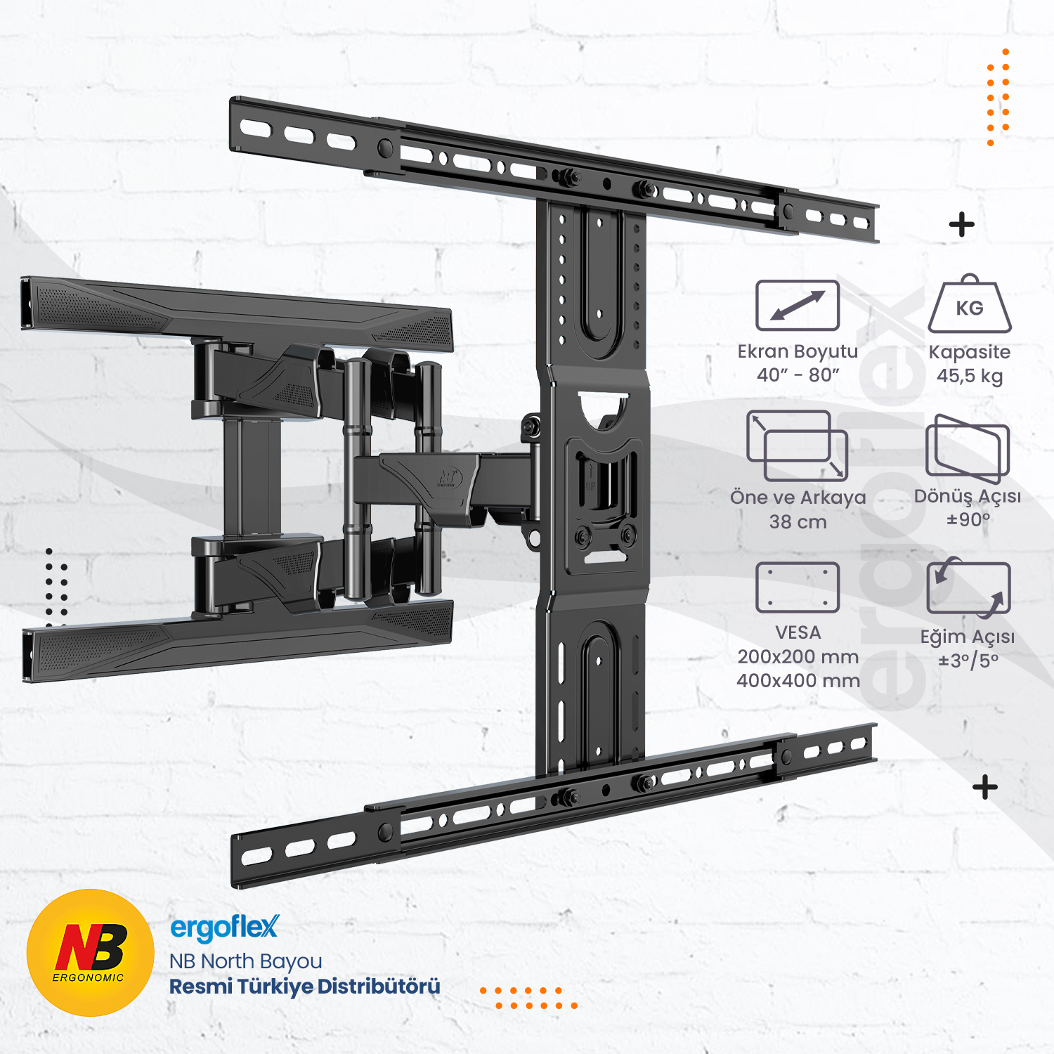 NB Ergonomic NB P6 LCD LED 45–75inch Ultra Ince Hareketli Tv Askı Aparatı