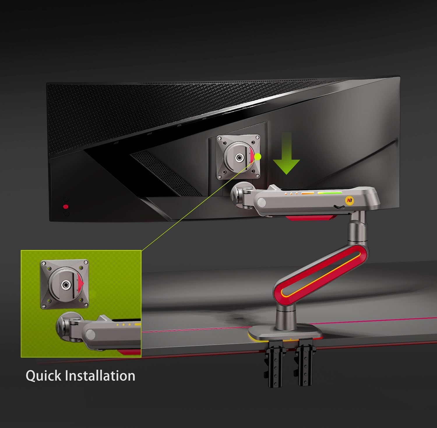 NB North Bayou L60-Gaming , 32-60inch RGB Aydinlatmali , Oyuncu Monitör Standı