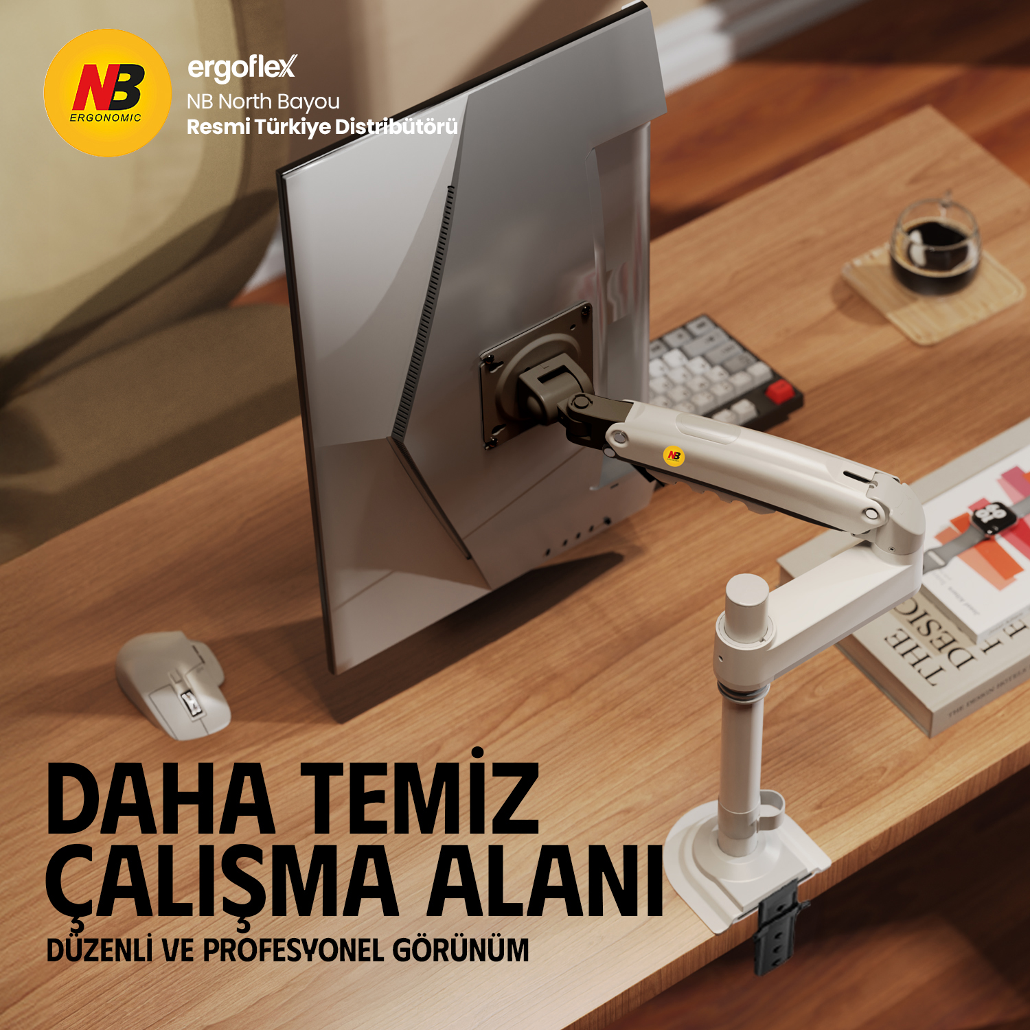 resimler/genel/NB Ergonomic NB H100 Beyaz 17-32 Inch Monitör Standı  2026 Versiyon