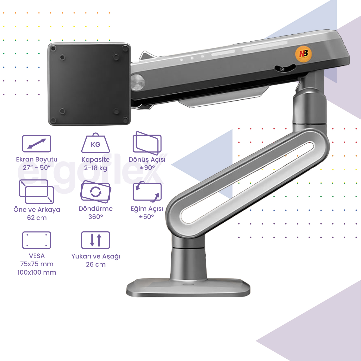 NB Ergonomic NB A6-Gaming , Profesyonel Oyuncu Monitör Standı