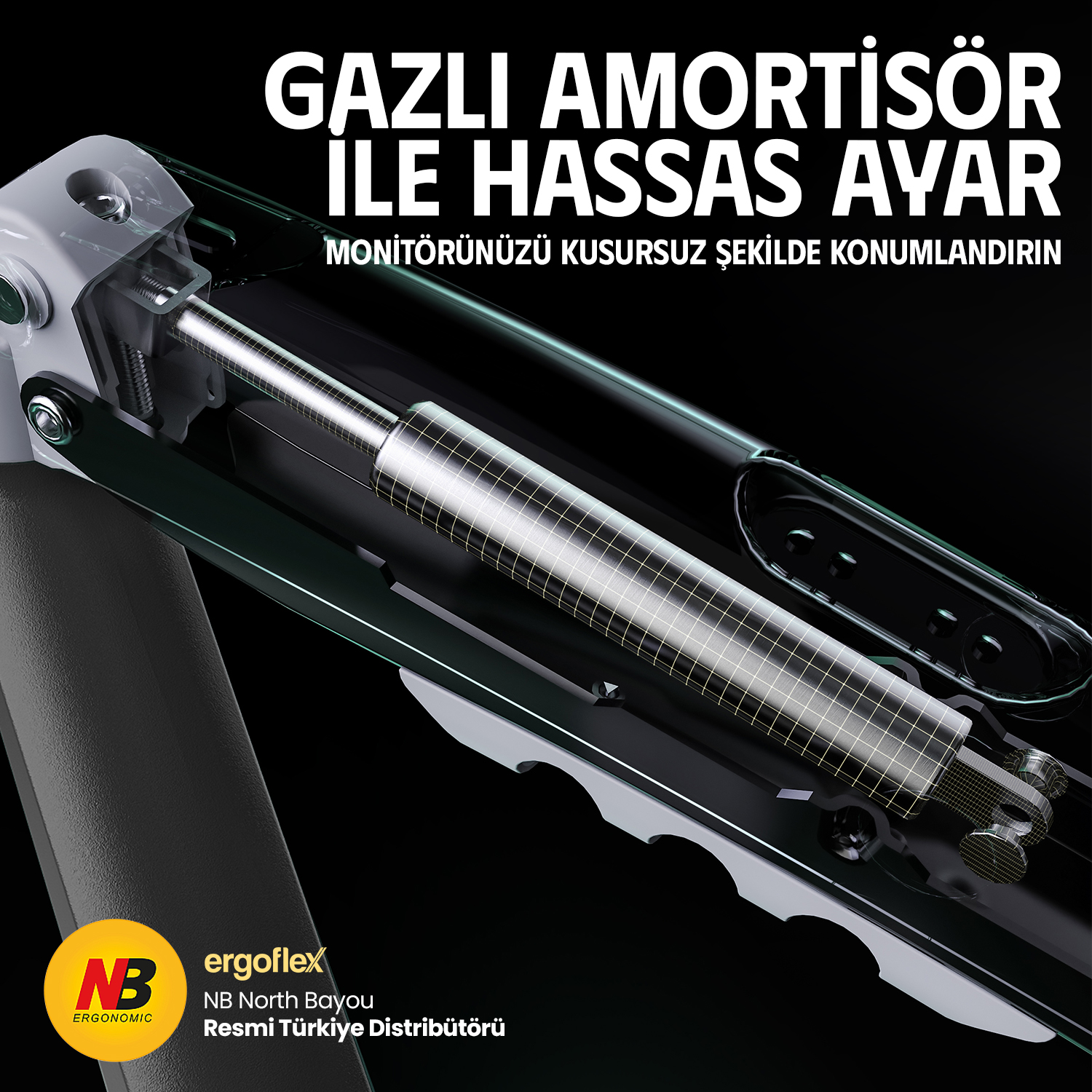resimler/genel/NB Ergonomic NB H180 22-35inch Çift Kol Amortisörlü 2-9 kg Monitör Standı 2026 Versiyon Gri