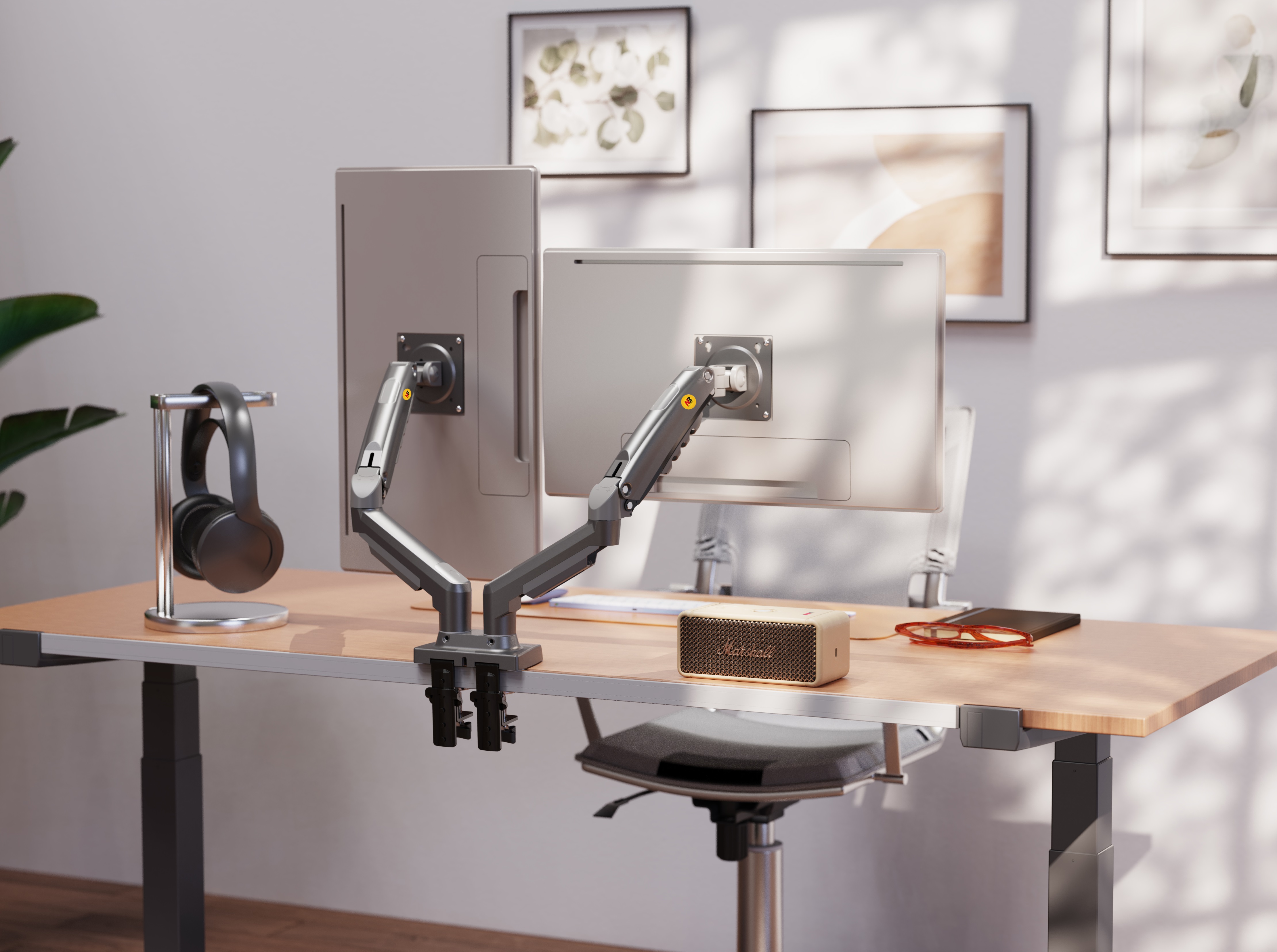 resimler/genel/NB North Bayou NB F160 17-27inch Çift Kol 2-9 kg Amortisörlü Monitör Standı Yeni Versiyon