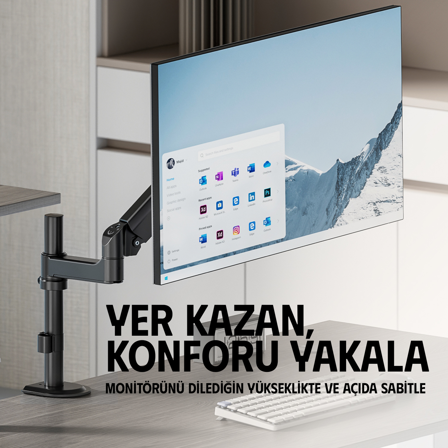 resimler/genel/Ergoflex S10 Siyah 22-40inch Amortisörlü 12 kg Monitör Standı 2026 Versiyon