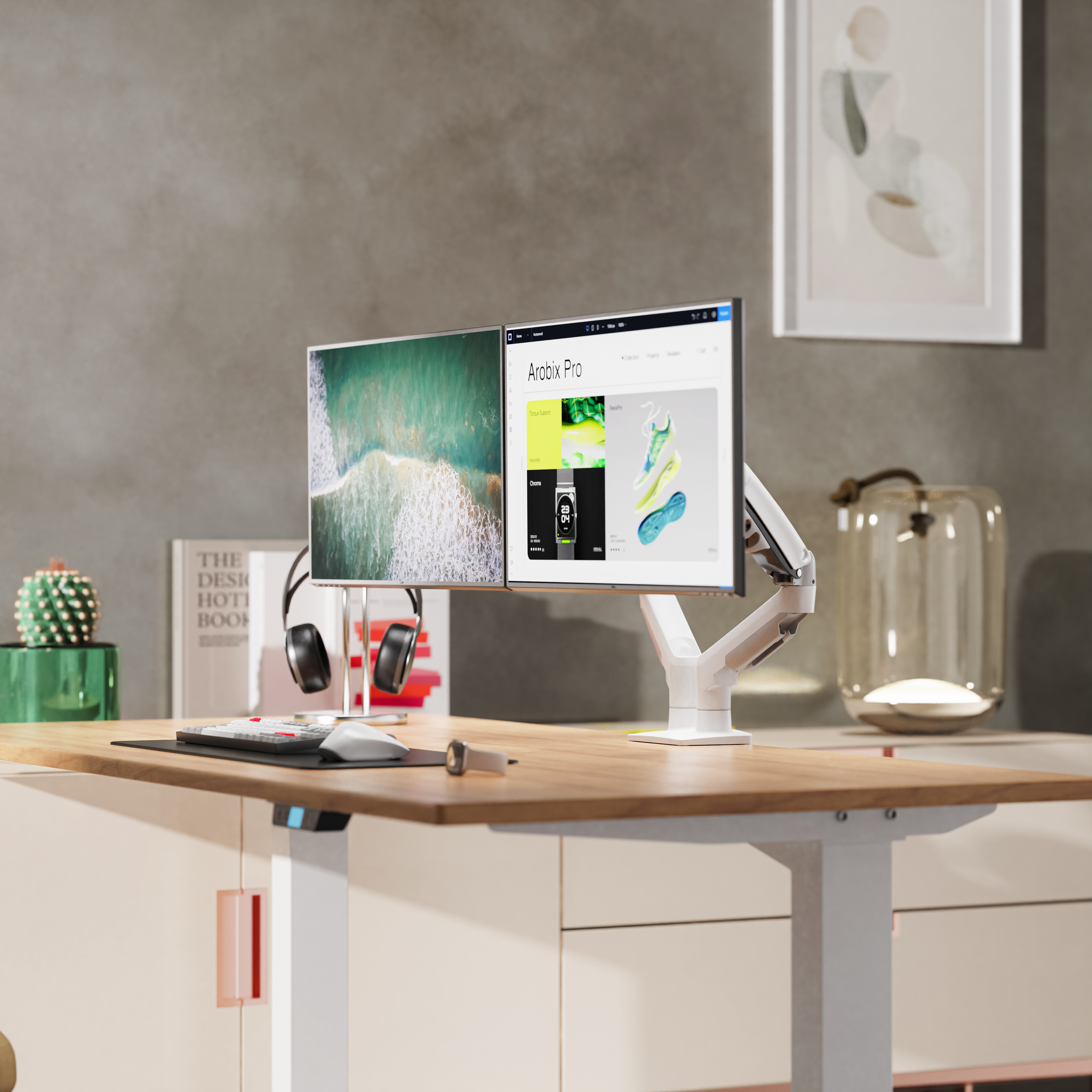 NB North Bayou F160 Beyaz 17-27 Cift Kol 2-9 kg Amortisorlu Monitor Standı