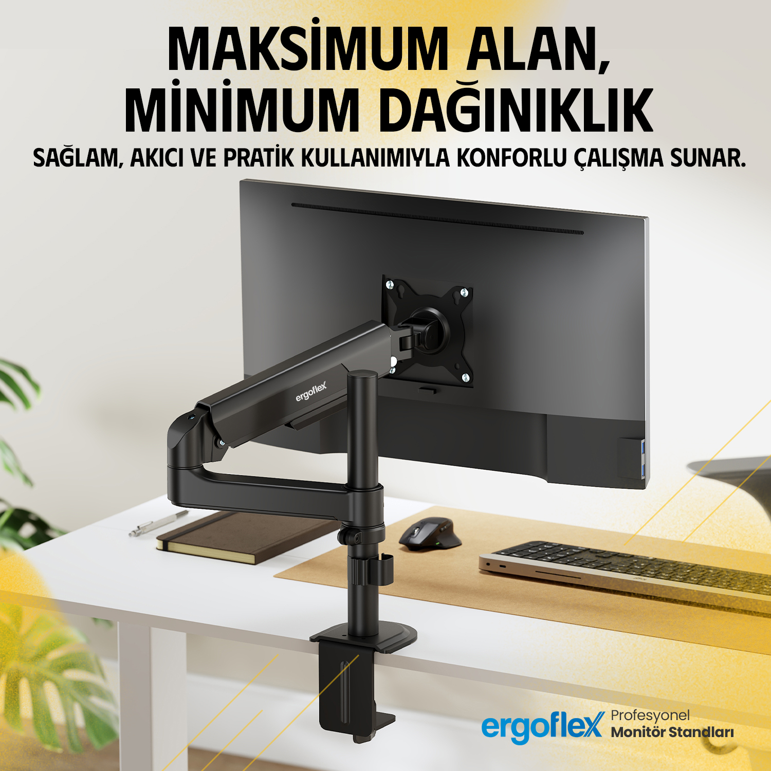 resimler/genel/Ergoflex S10 Siyah 22-40inch Amortisörlü 12 kg Monitör Standı 2026 Versiyon