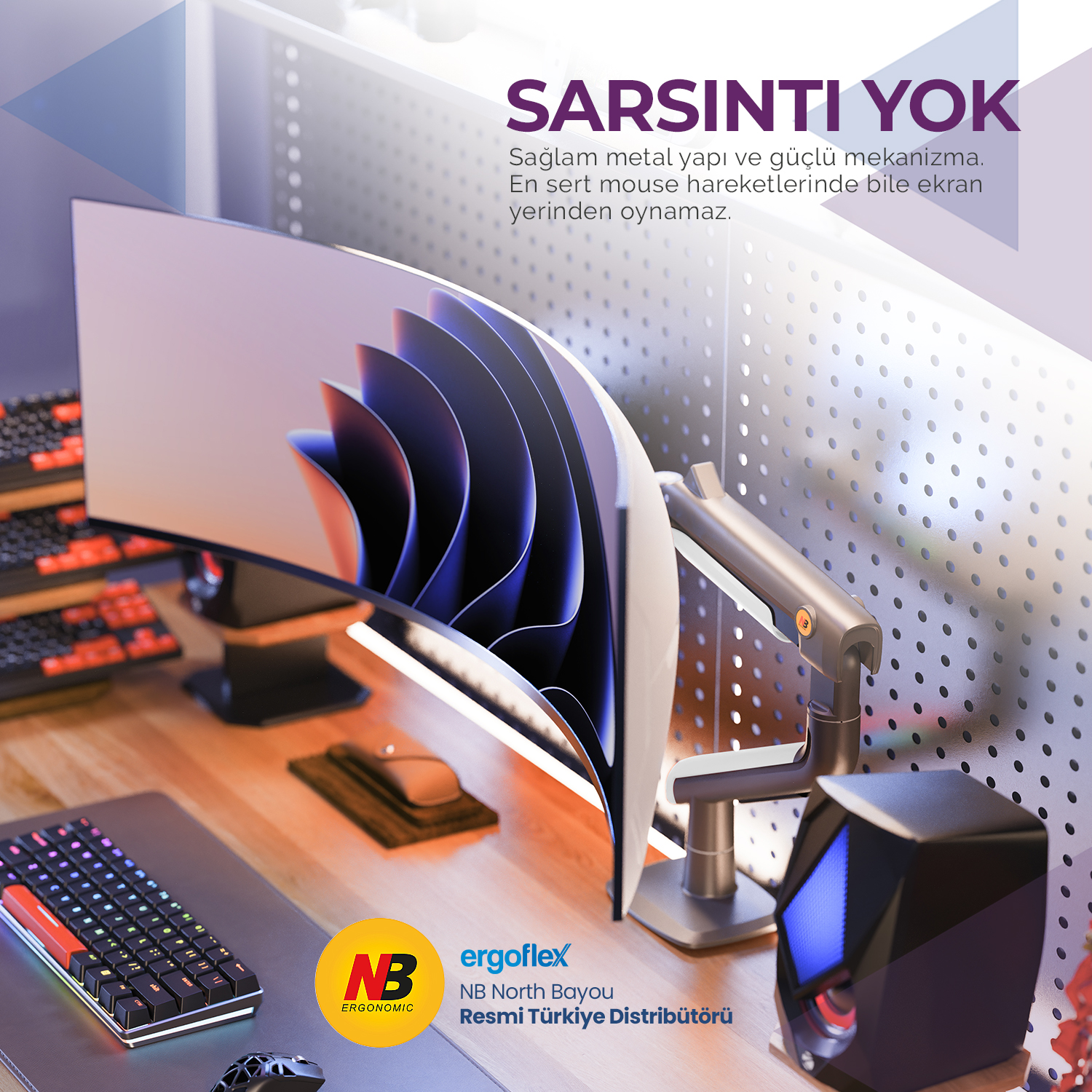 resimler/genel/NB Ergonomic NB A5-Gaming , 27-50inch Profesyonel Oyuncu Monitör Standı