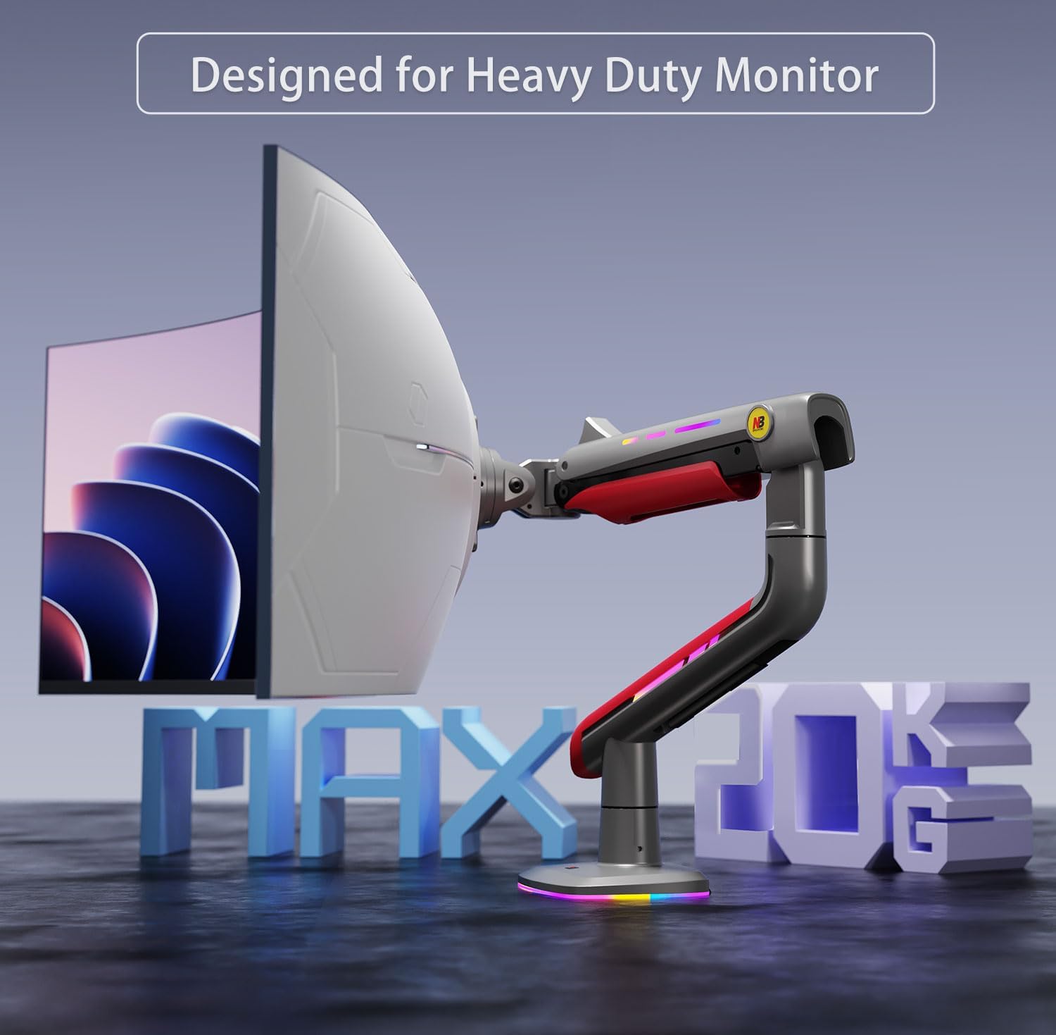 NB North Bayou L50-Gaming RGB Kırmızı, 32-60 inch Profesyonel Oyuncu Monitör Standı