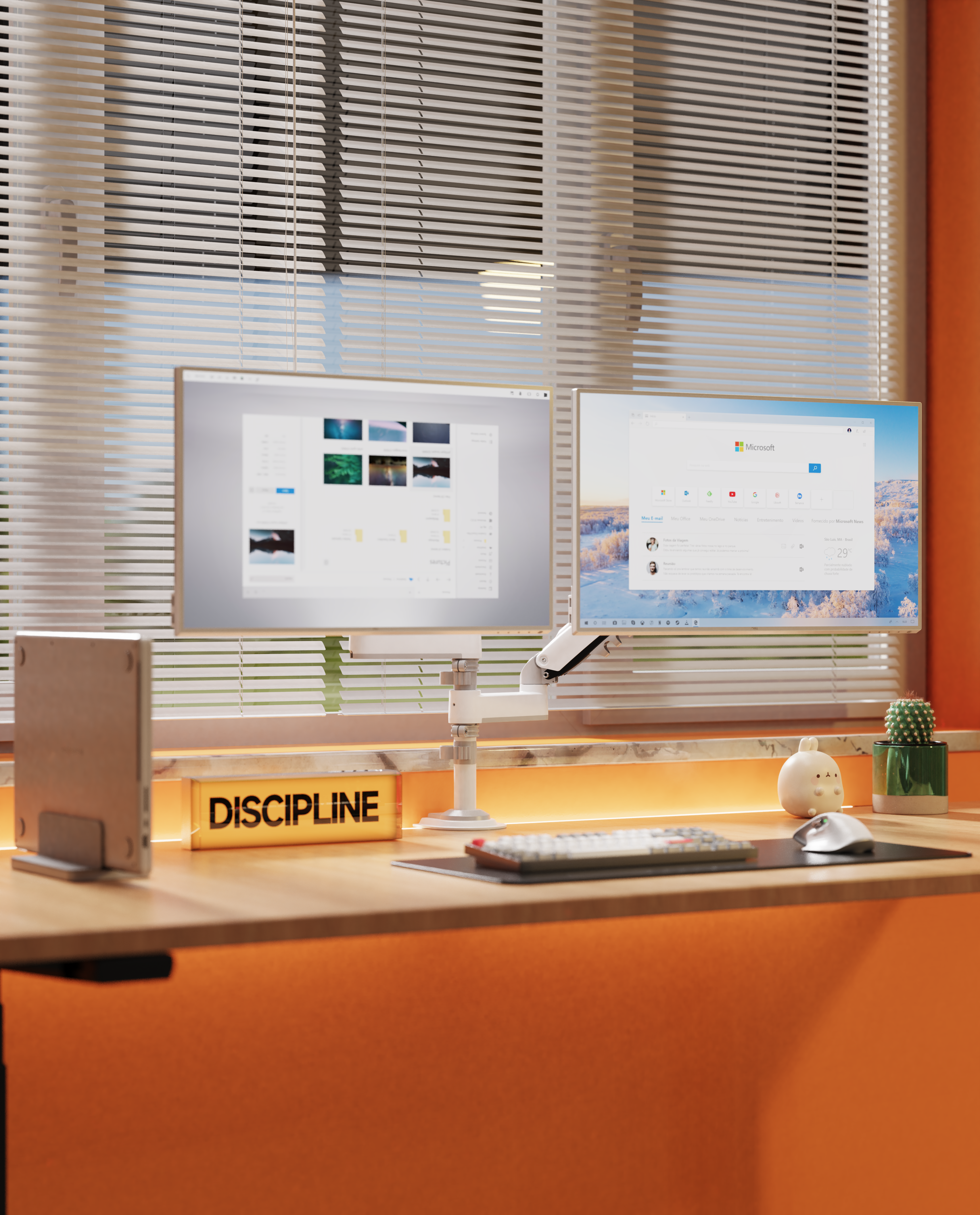 NB North Bayou H180 Beyaz 17-27 Çift Kol Amortisörlü 2-9 kg Monitör Standı