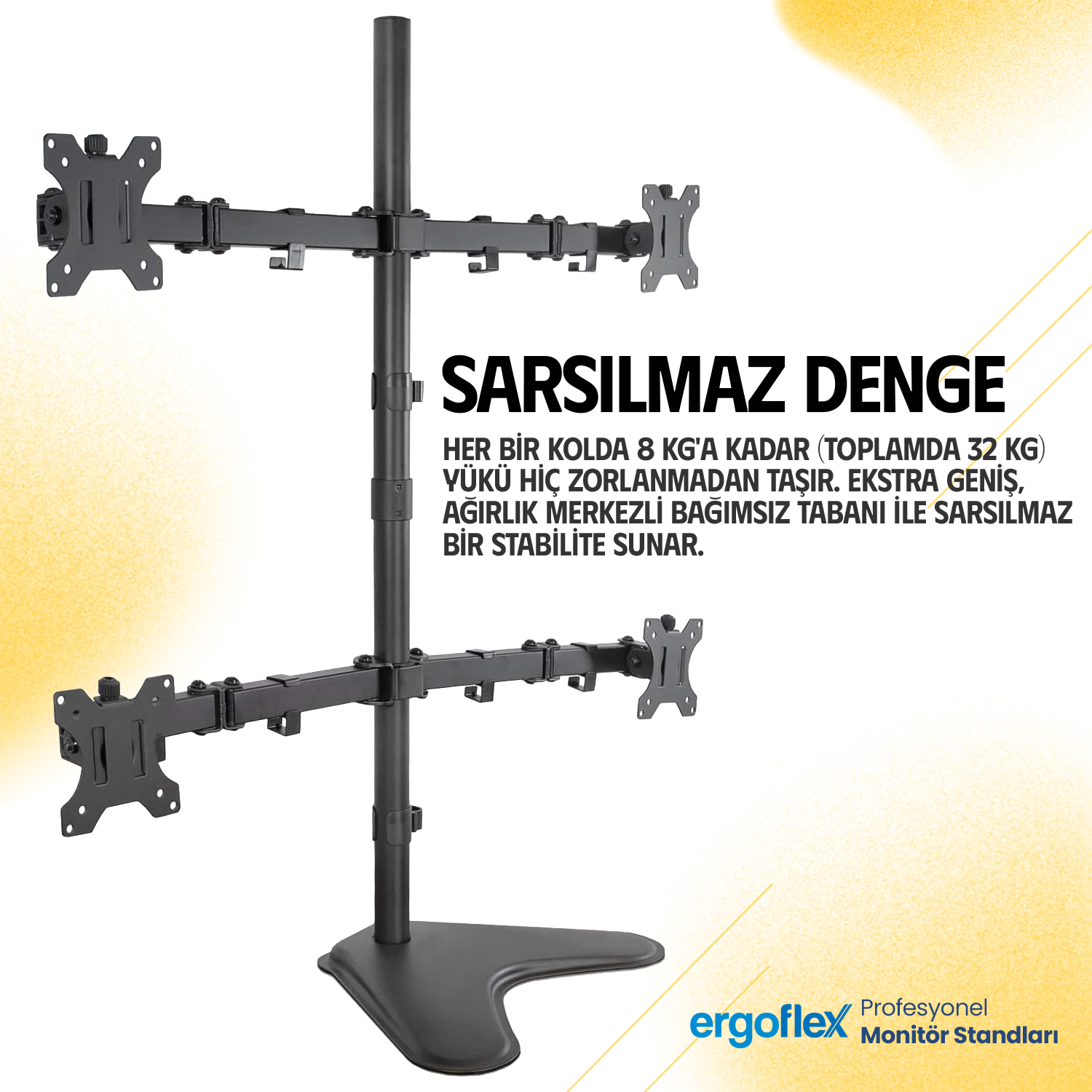 resimler/genel/Ergoflex EF44 13-27inch Dört Kol Asansörlü  2-8 kg Masaüstü Monitör Standı 