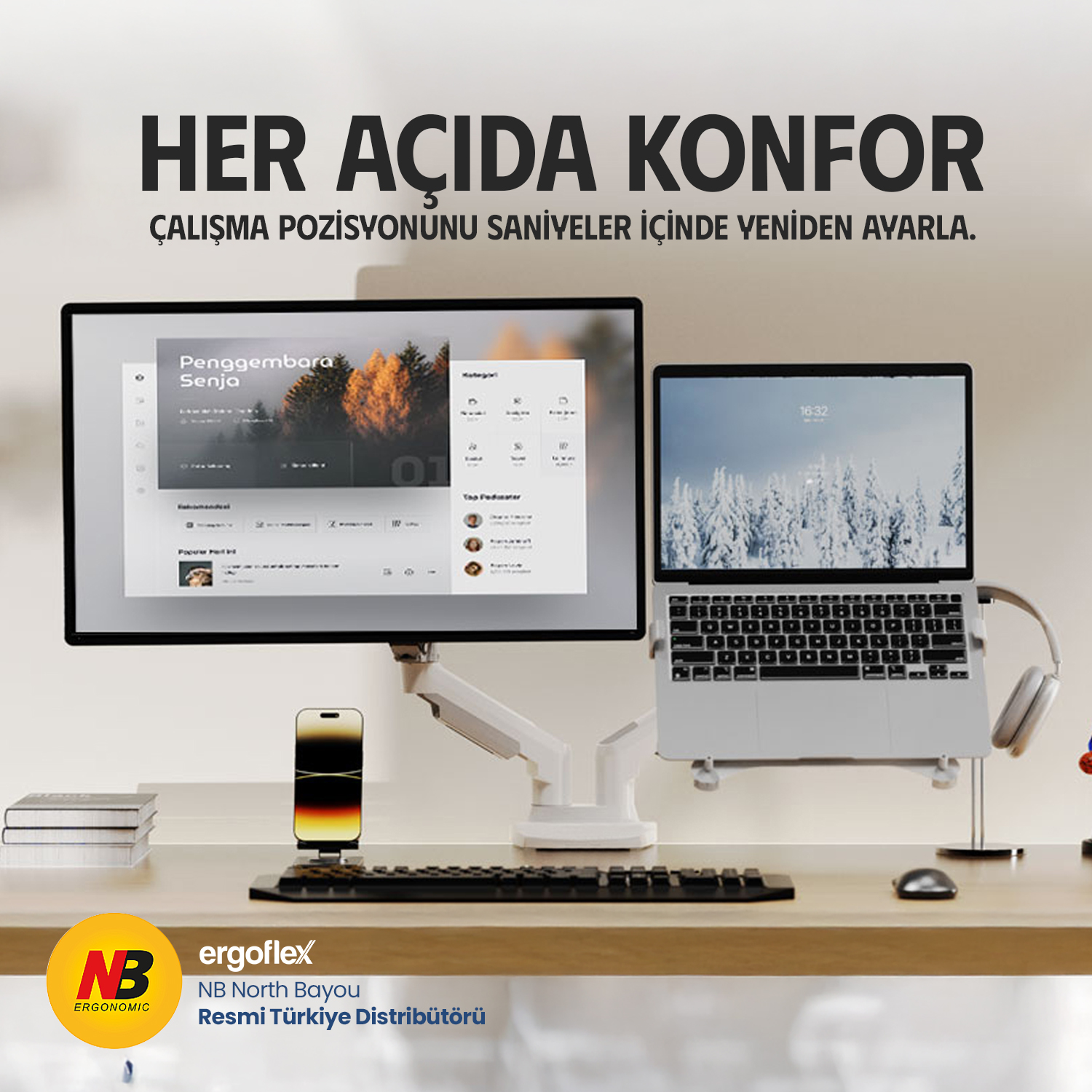 resimler/genel/NB Ergonomic NB F160-FP Laptop & Monitör Standı Beyaz