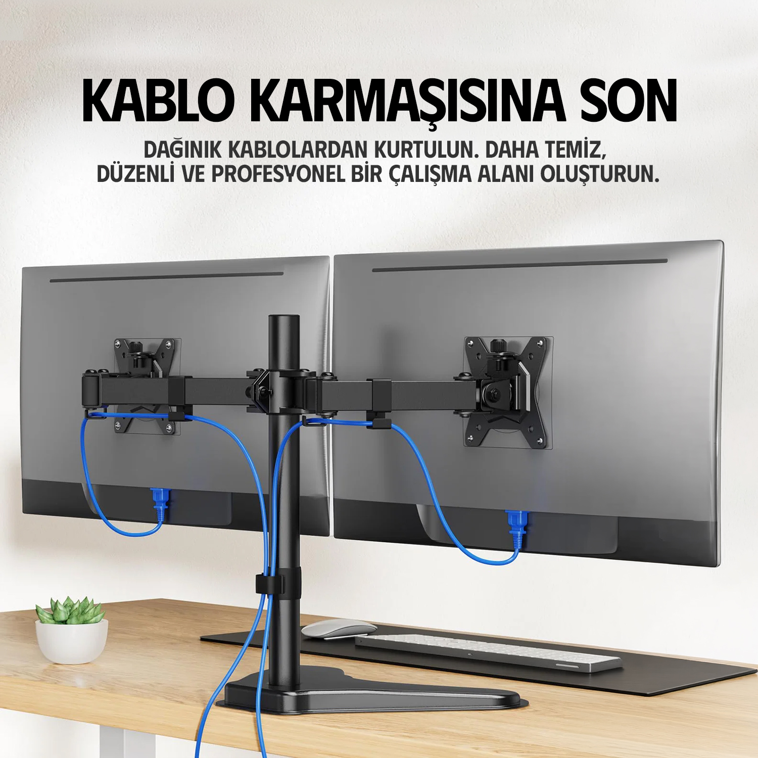 resimler/genel/Ergoflex EF42 13-27inch Çift Kol Asansörlü  2-8 kg Masaüstü Monitör Standı 