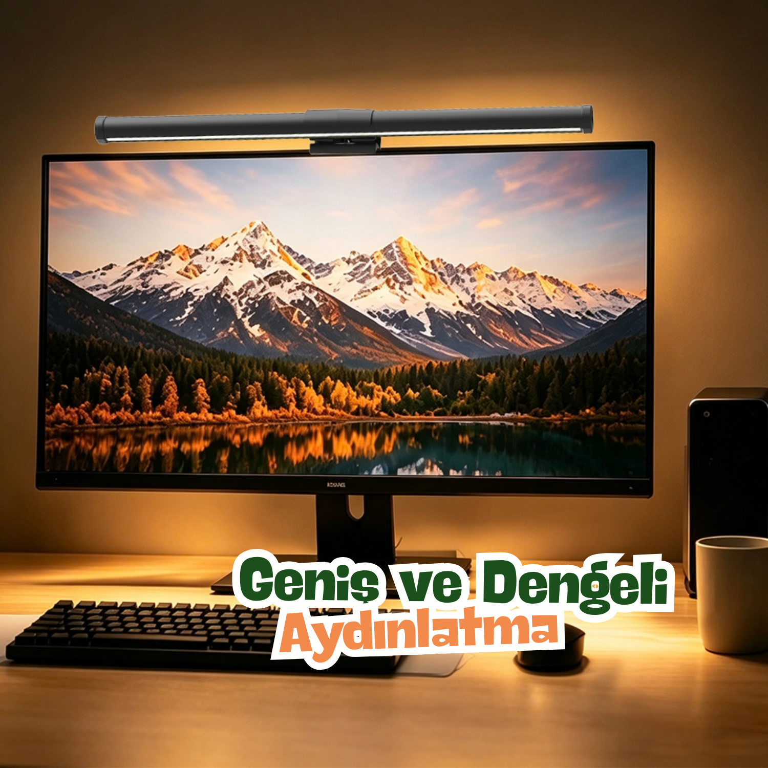 resimler/genel/Ergoflex EF-354 Mıknatıslı Monitör Işık Çubuğu, Kablosuz Kumandalı, Dokunmatik Ayarlanabilir