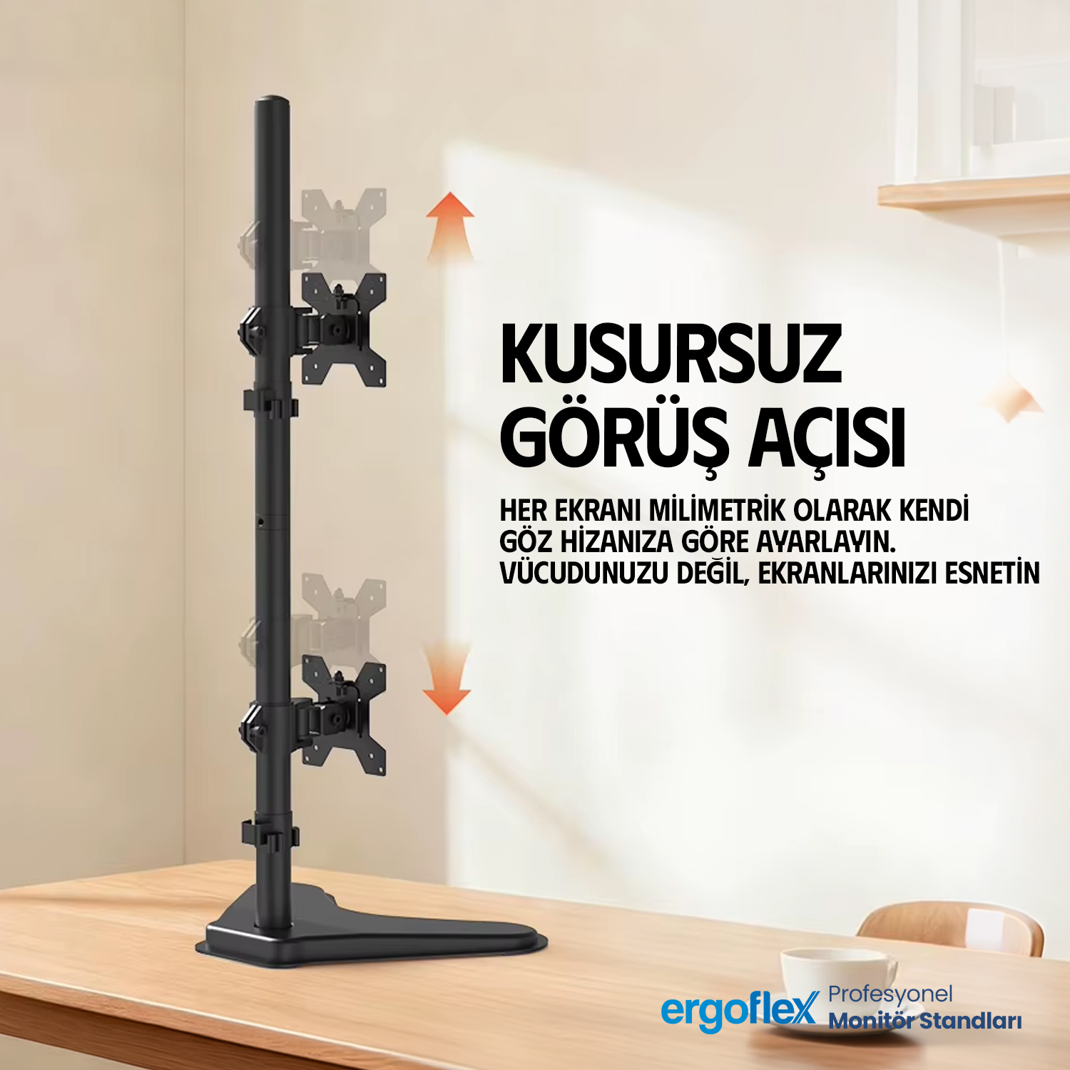 resimler/genel/Ergoflex EF73 13-27inch Çift Kol Asansörlü 2-8 kg Masaüstü Monitör Standı