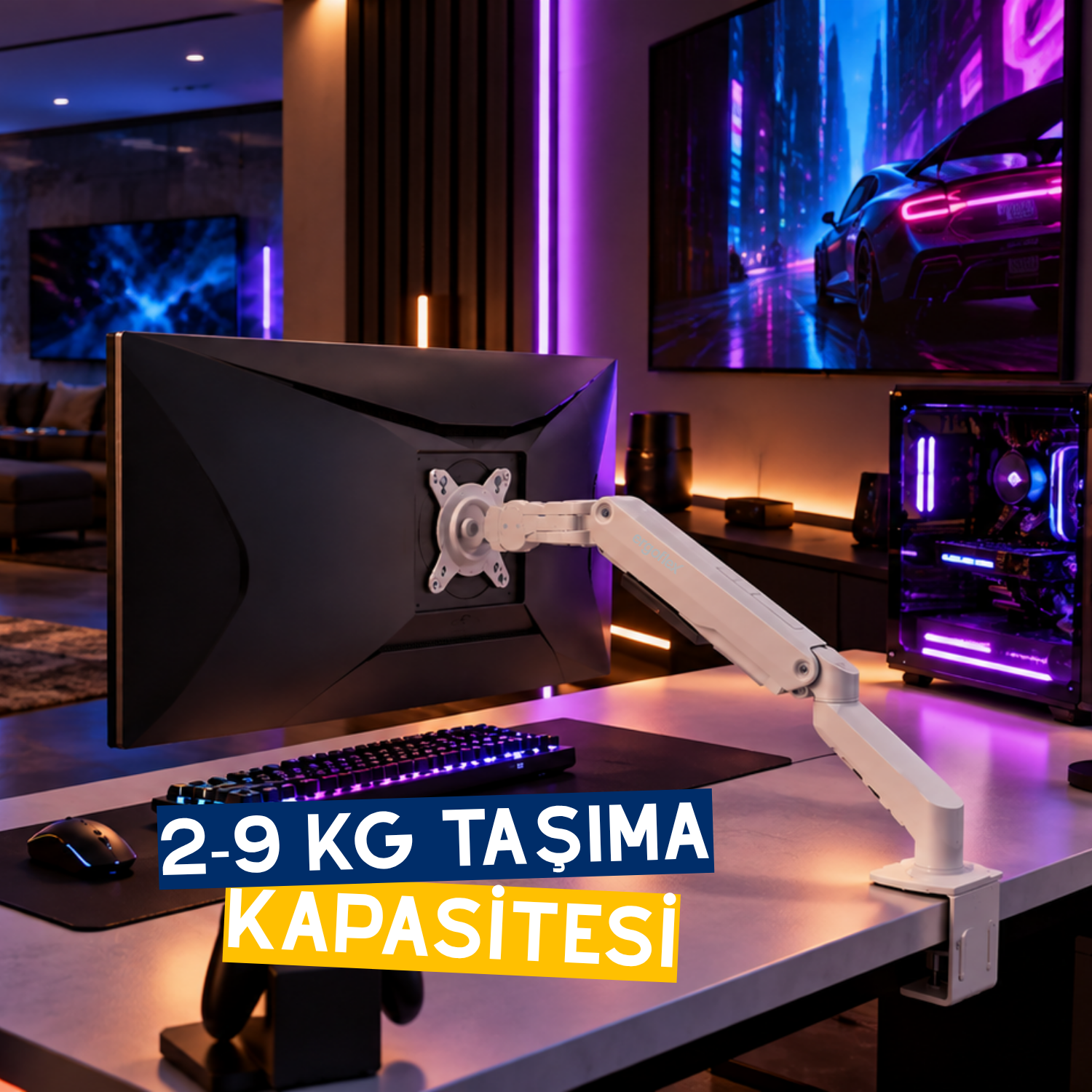 resimler/genel/Ergoflex EF X8 Beyaz 17-32inch Uyumlu Amortisörlü 2-9 kg Monitör Standı 2026 Versiyon