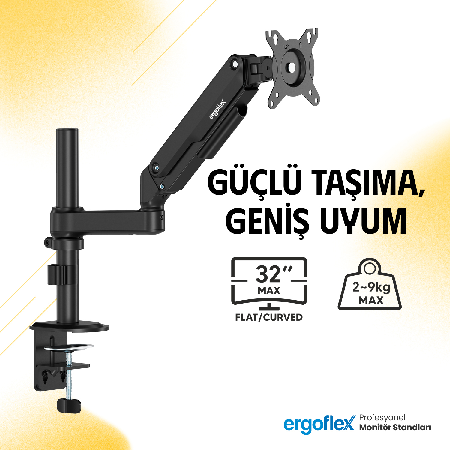 resimler/genel/Ergoflex S8 Siyah 17-32inch Amortisörlü 9 kg Monitör Standı 2026 Versiyon