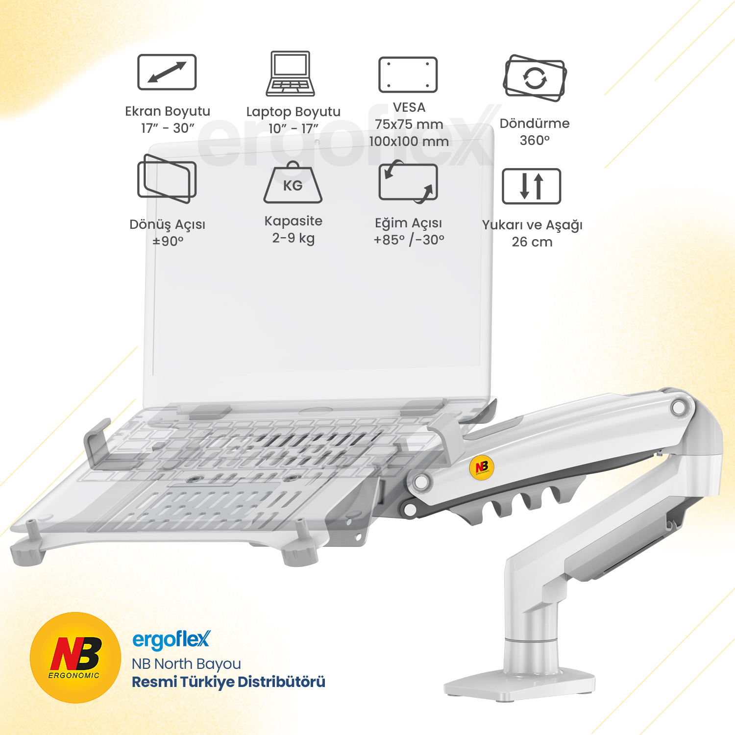resimler/genel/NB Ergonomic NB F80-FP 10-17inch Laptop Standı Beyaz