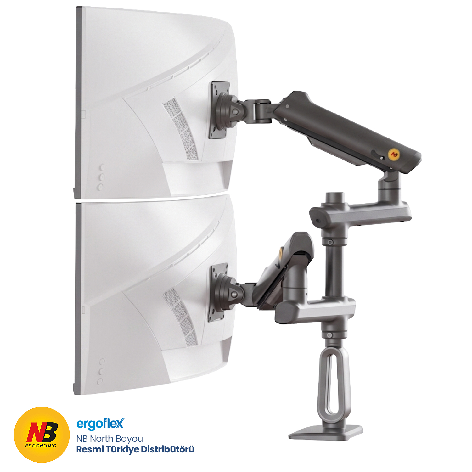 NB Ergonomic NB D9C 27-50 inch Çift Kol 2-20 kg Profosyonel Gaming Monitör Standı
