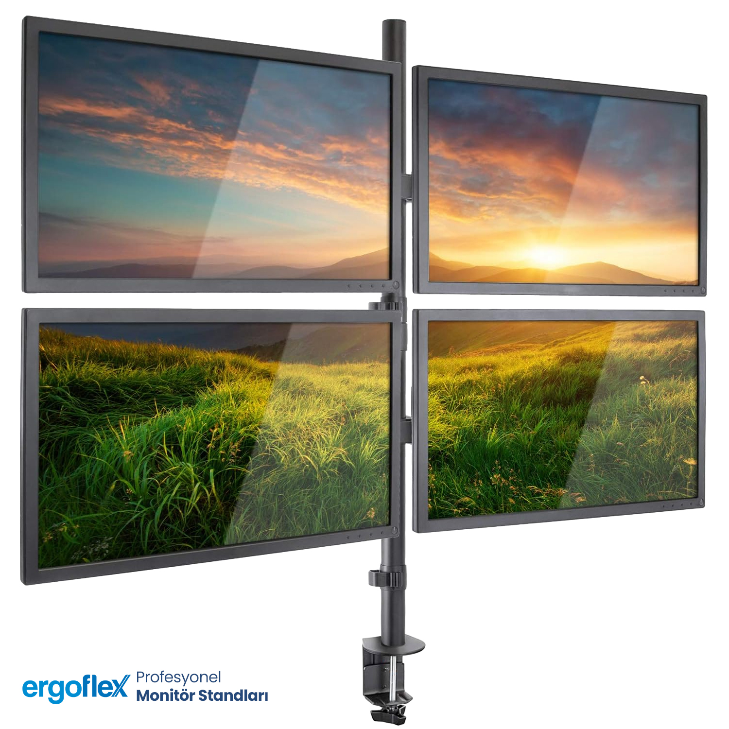 Ergoflex EF54 13-27inch Dört Kol Asansörlü  2-8 kg Monitör Standı 