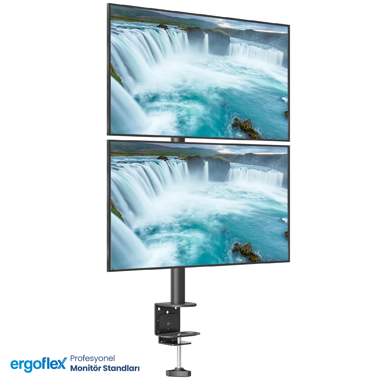 Ergoflex EF63 13-27inch Çift Kol Asansörlü 2-8 kg Monitör Standı