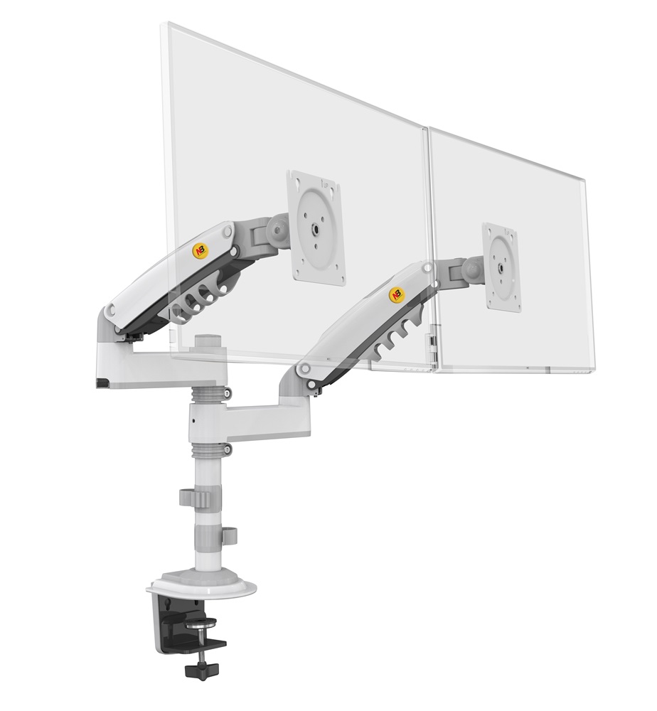 NB North Bayou H180 Beyaz 17-27 Çift Kol Amortisörlü 2-9 kg Monitör Standı