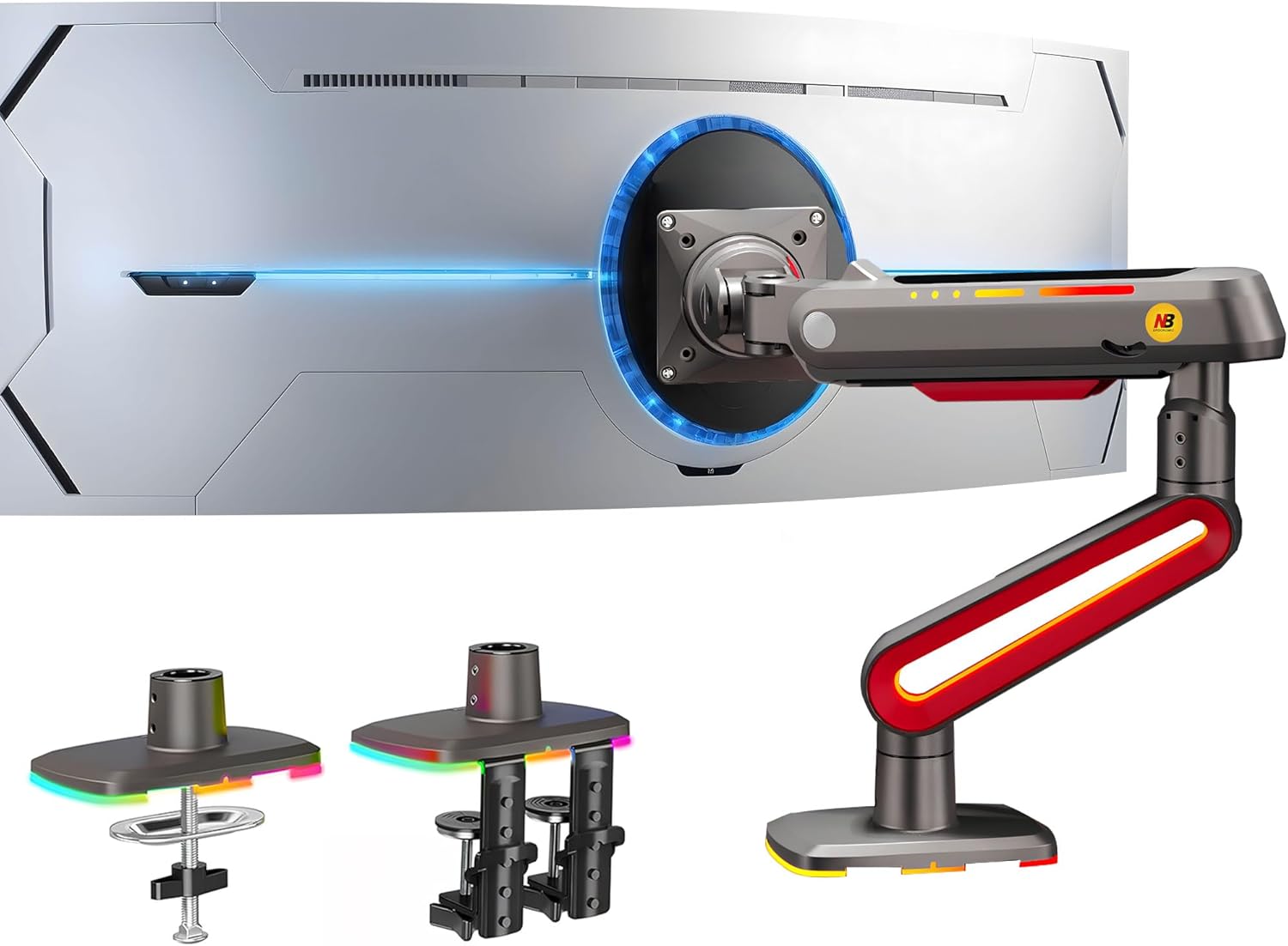 NB North Bayou L60-Gaming , 32-60inch RGB Aydinlatmali , Oyuncu Monitör Standı