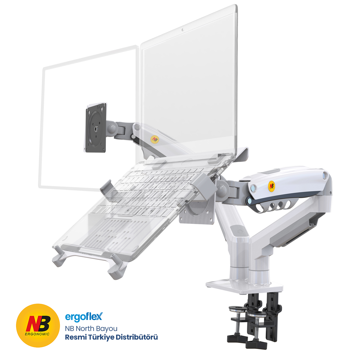 NB Ergonomic NB F160-FP Laptop & Monitör Standı Beyaz