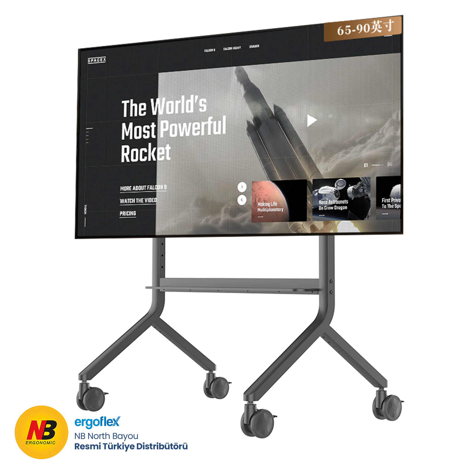 NB Ergonomic NB P100  75-90inch Profosyonel Tekerlekli TV Standı