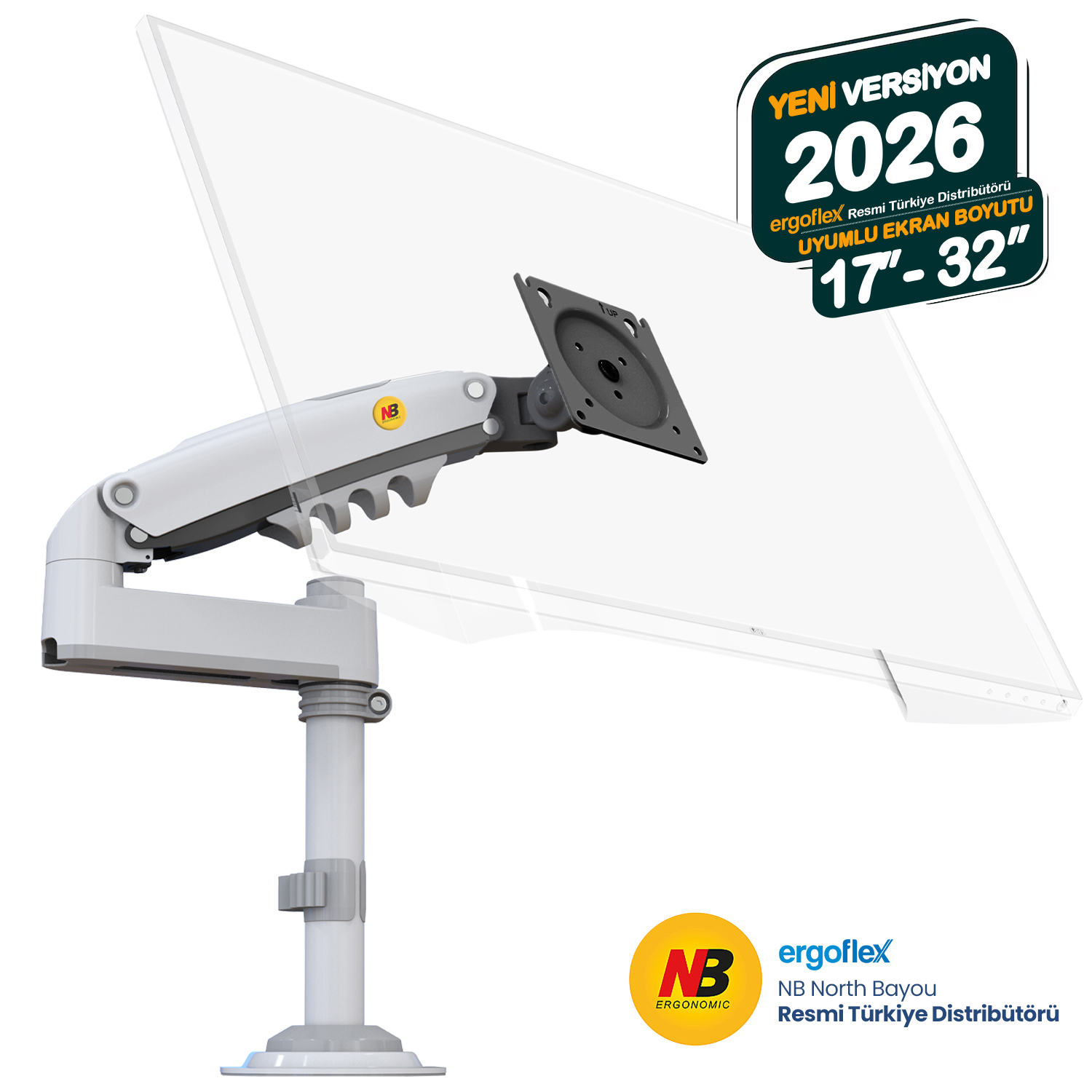 NB Ergonomic NB H100 Beyaz 17-32 Inch Monitör Standı  2026 Versiyon